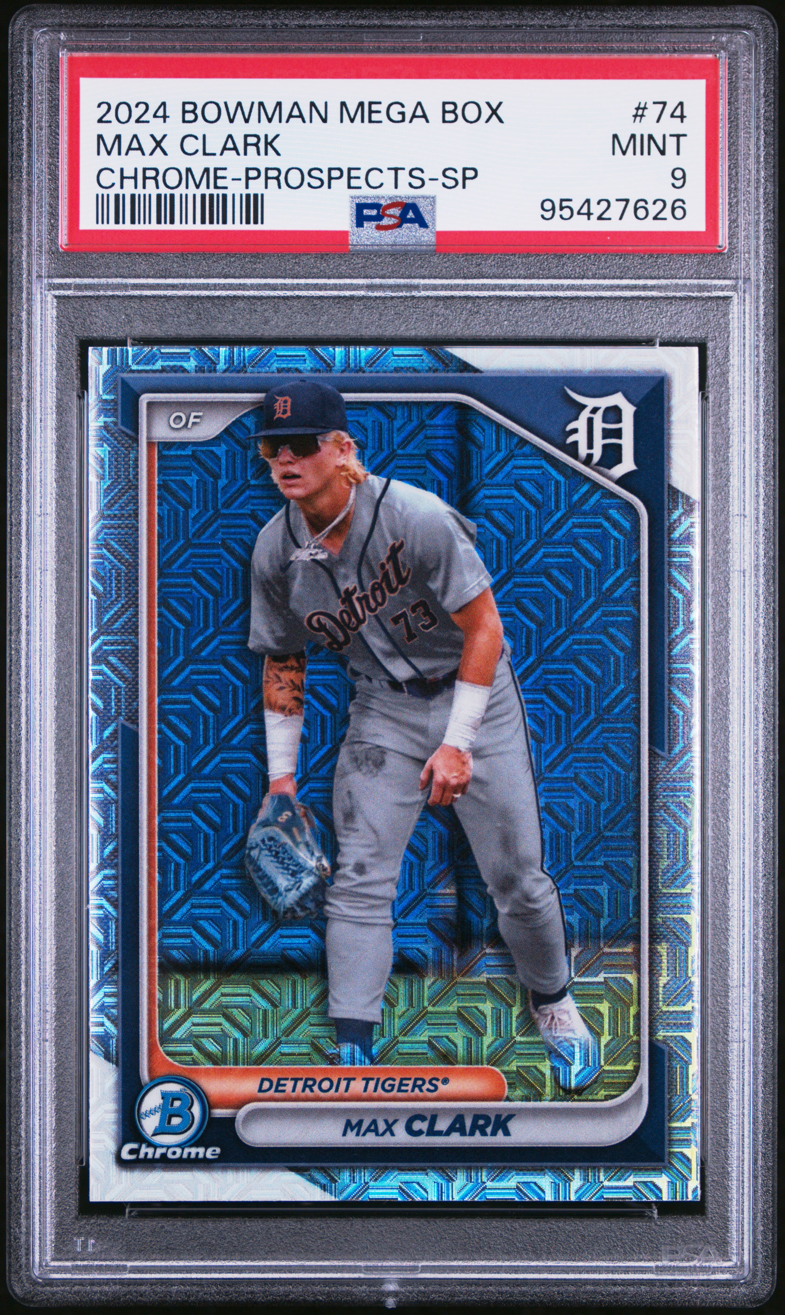 2024 Bowman Mega Box Chrome Prospects Max Clark #74 (Chrome-Prospects-Sp) Mint 9 front