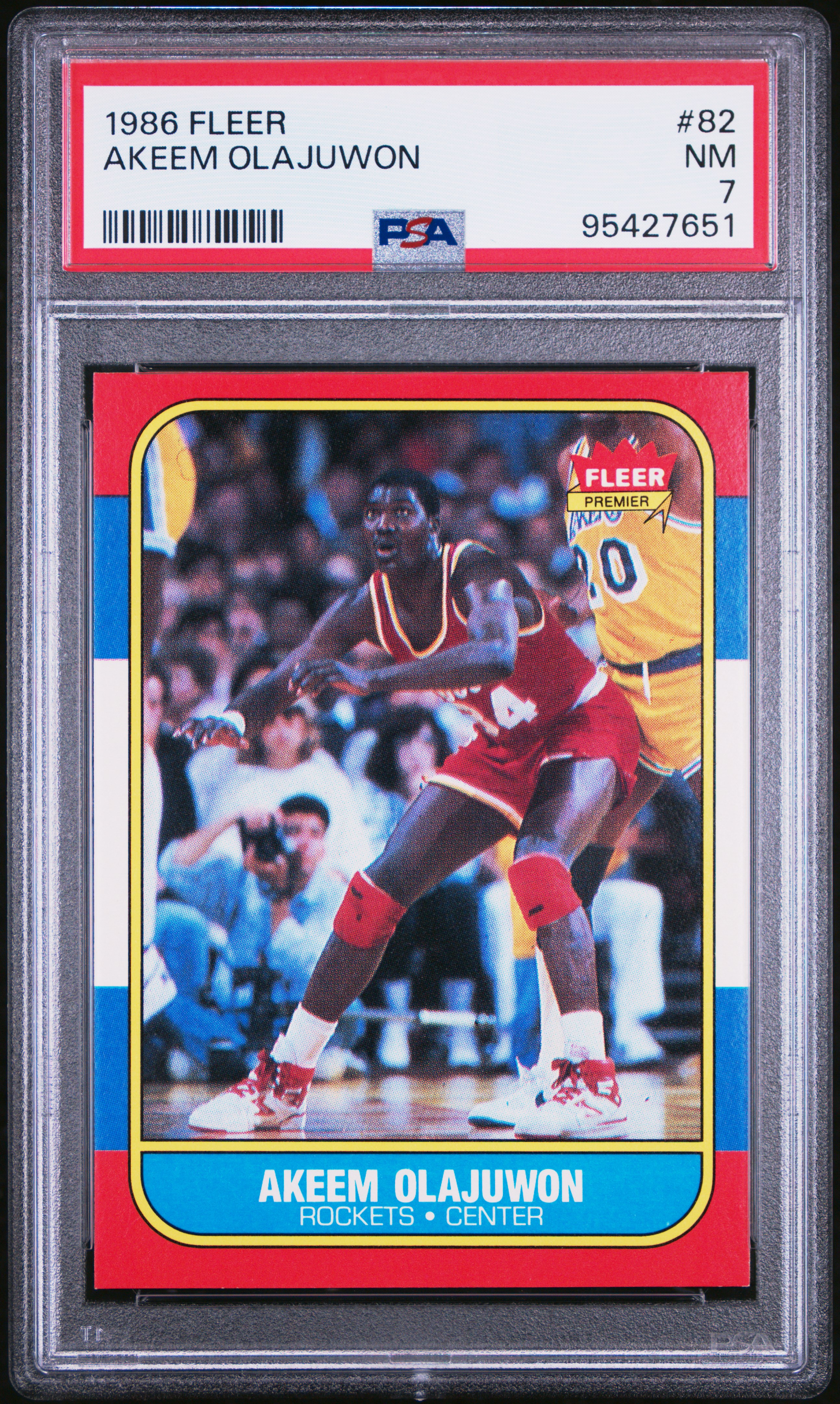 1986 Fleer Akeem Olajuwon #82 Nm 7 front