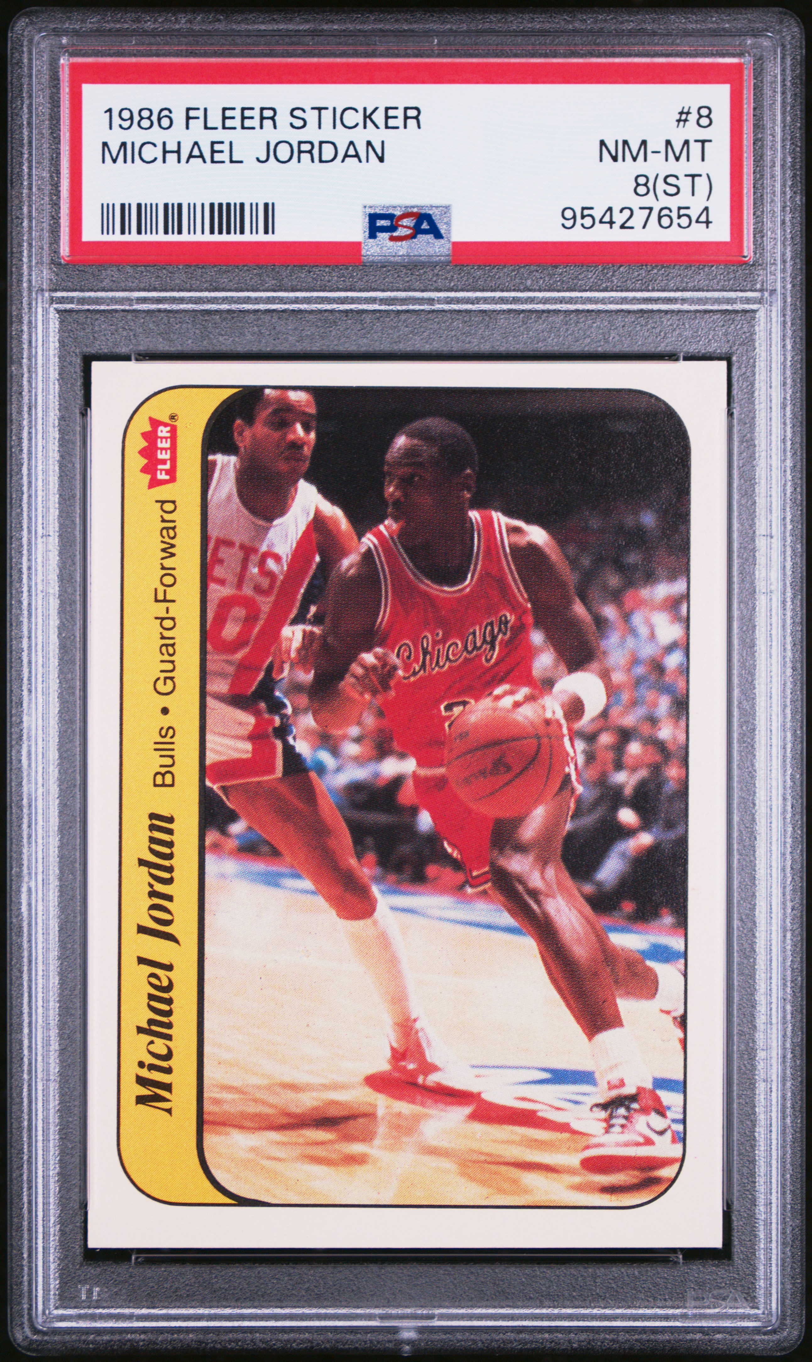 1986 Fleer Sticker Michael Jordan #8 Nm-Mt 8 (St) front