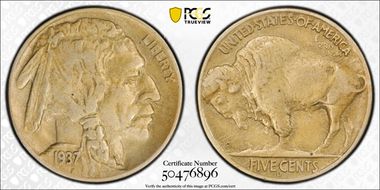 1937-D 5C 3 Legs XF40