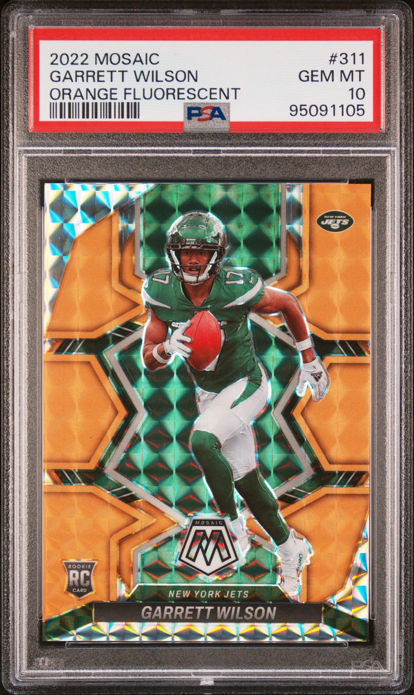2022 Panini Mosaic Garrett Wilson #311 (Orange Fluorescent) Gem Mt 10 front