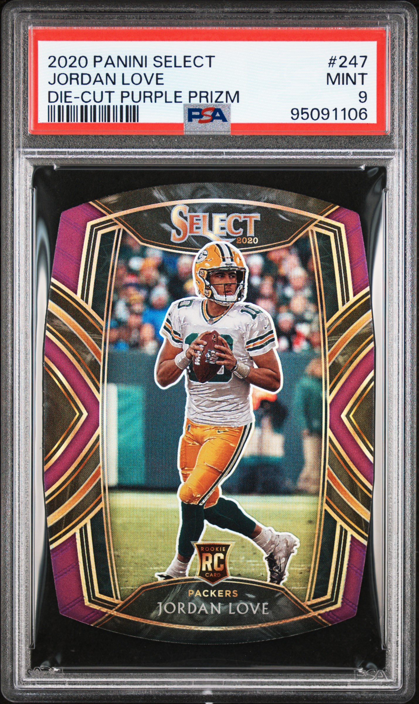 2020 Panini Select Jordan Love #247 (Die-Cut Purple Prizm) Mint 9 front