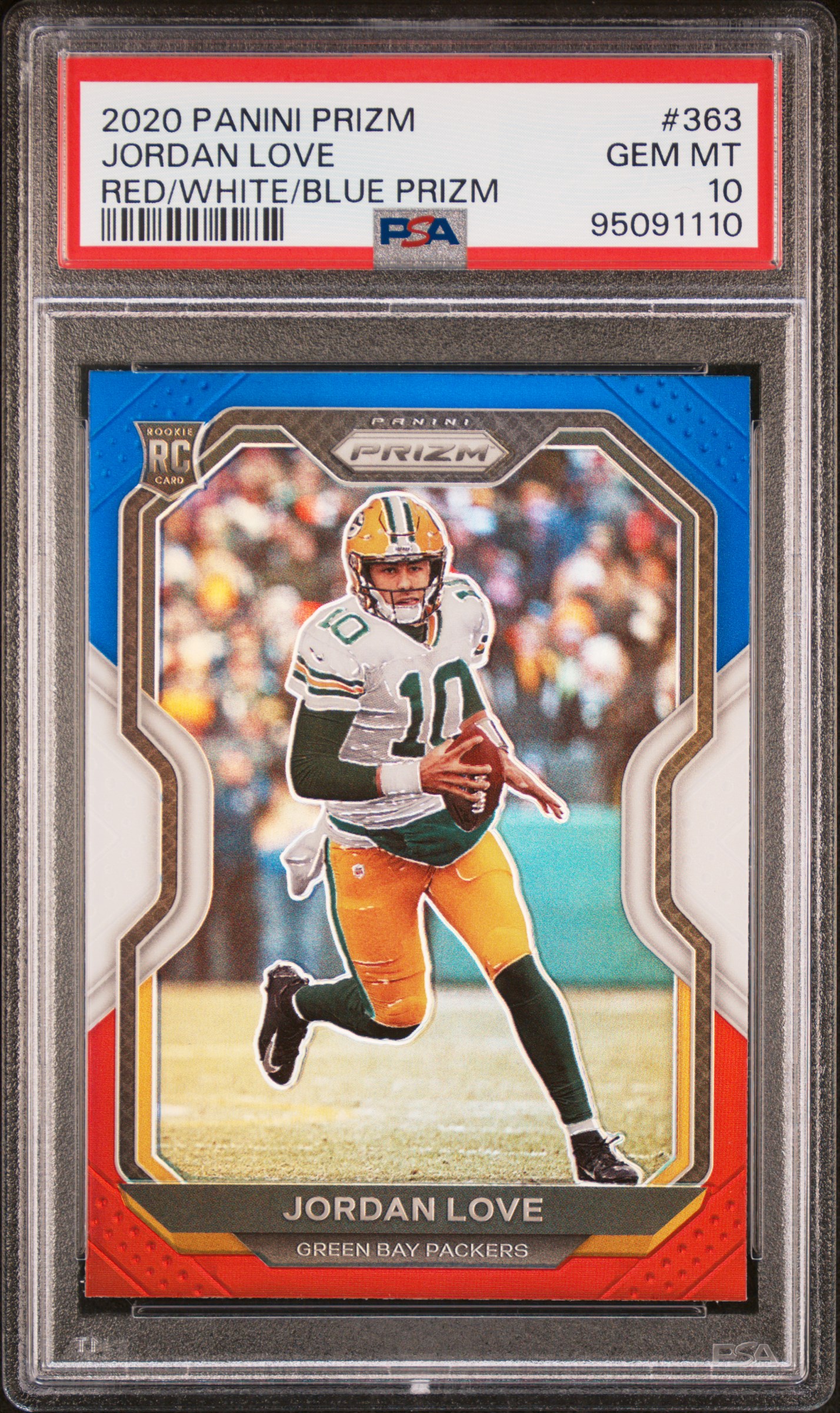 2020 Panini Prizm Jordan Love #363 (Red/White/Blue Prizm) Gem Mt 10 front