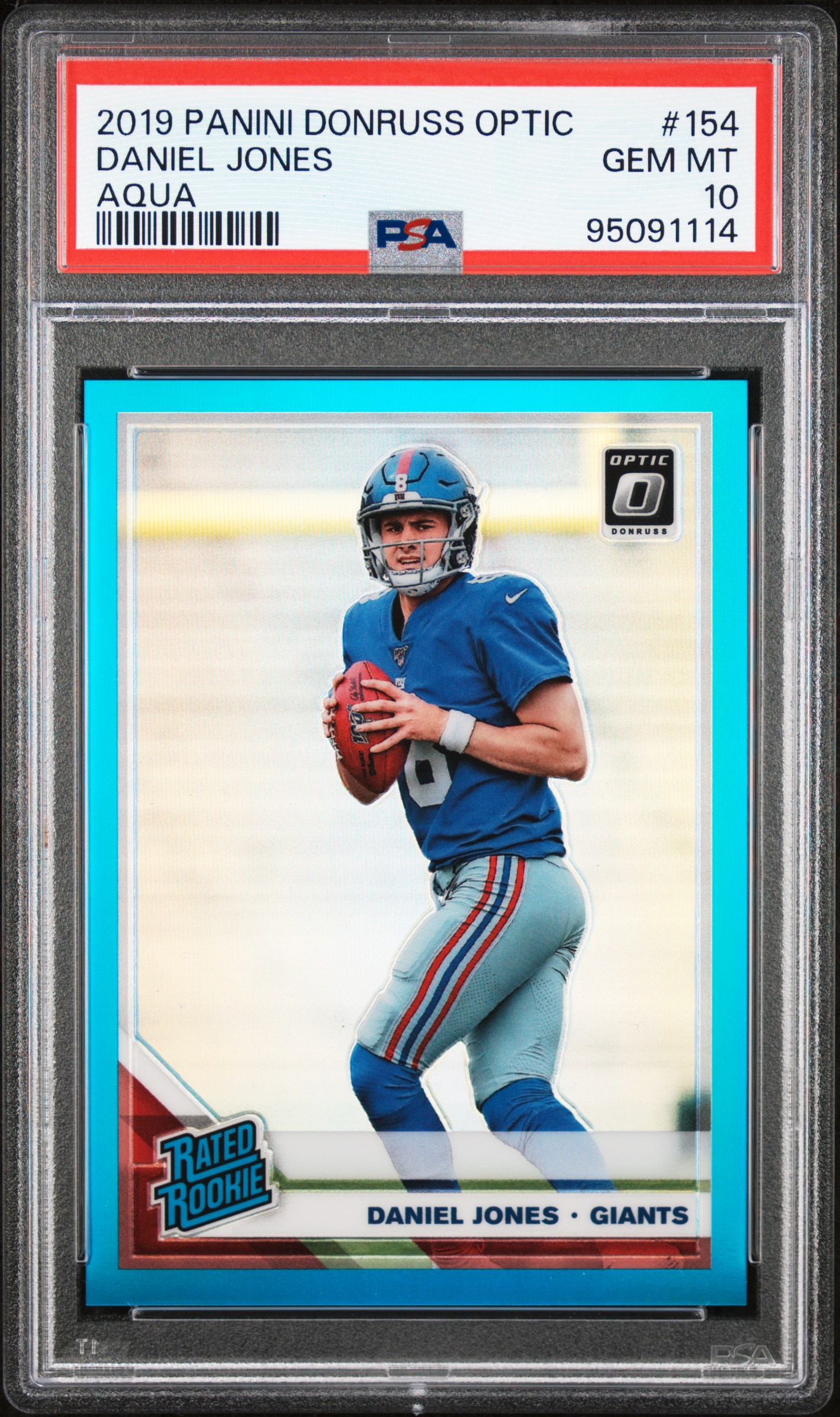2019 Panini Donruss Optic Daniel Jones #154 (Aqua) Gem Mt 10 front