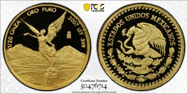 2007-Mo 1/20 oz Libertad Au PR69DCAM