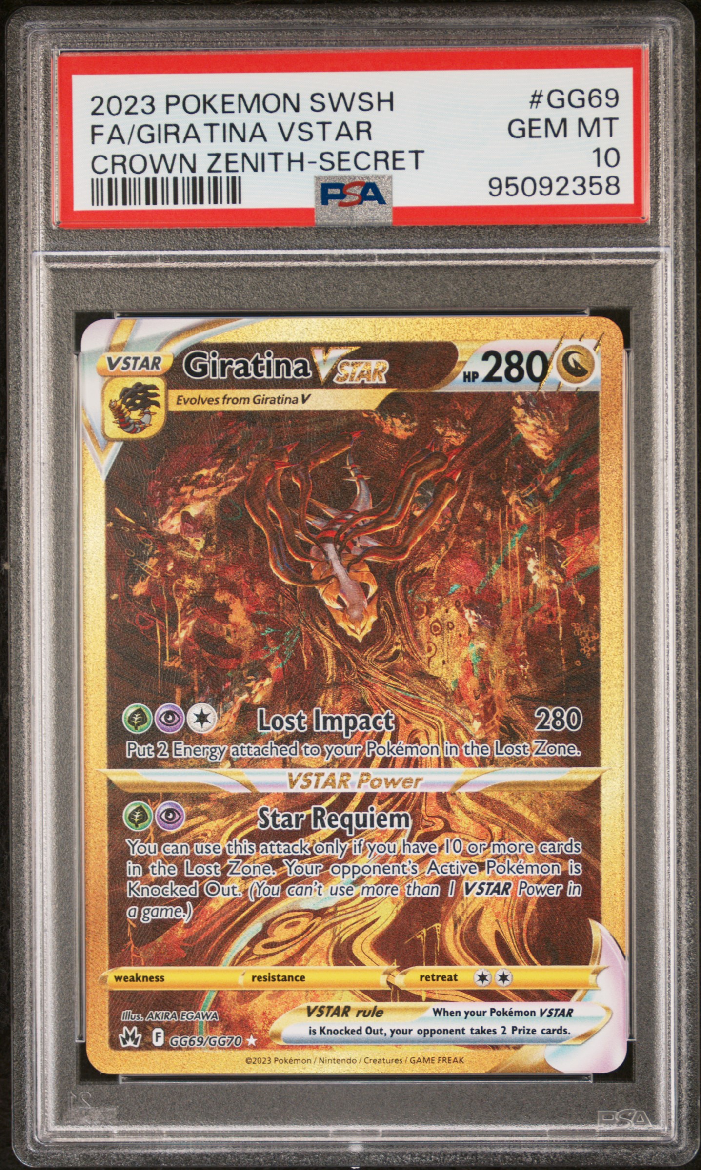 2023 Pokemon Sword And Shield Crown Zenith Fa/Giratina Vstar #Gg69 (Crown Zenith-Secret) Gem Mt 10 front