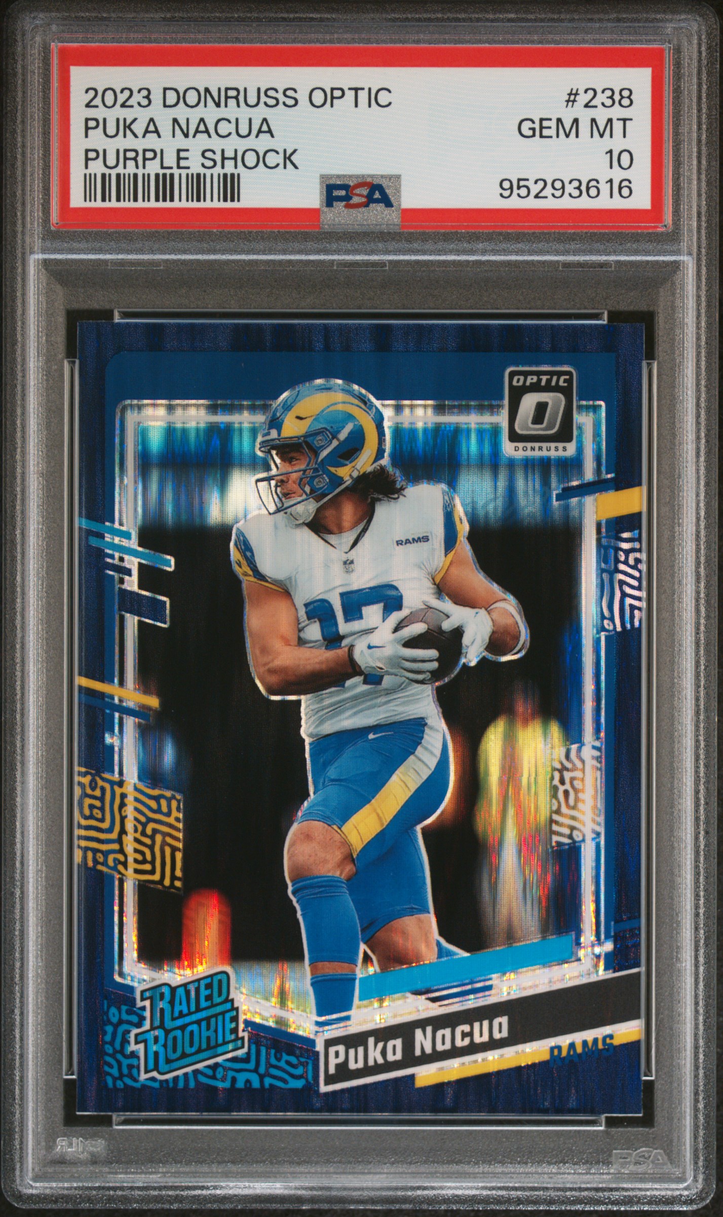 2023 Panini Donruss Optic Puka Nacua #238 (Purple Shock) Gem Mt 10 front