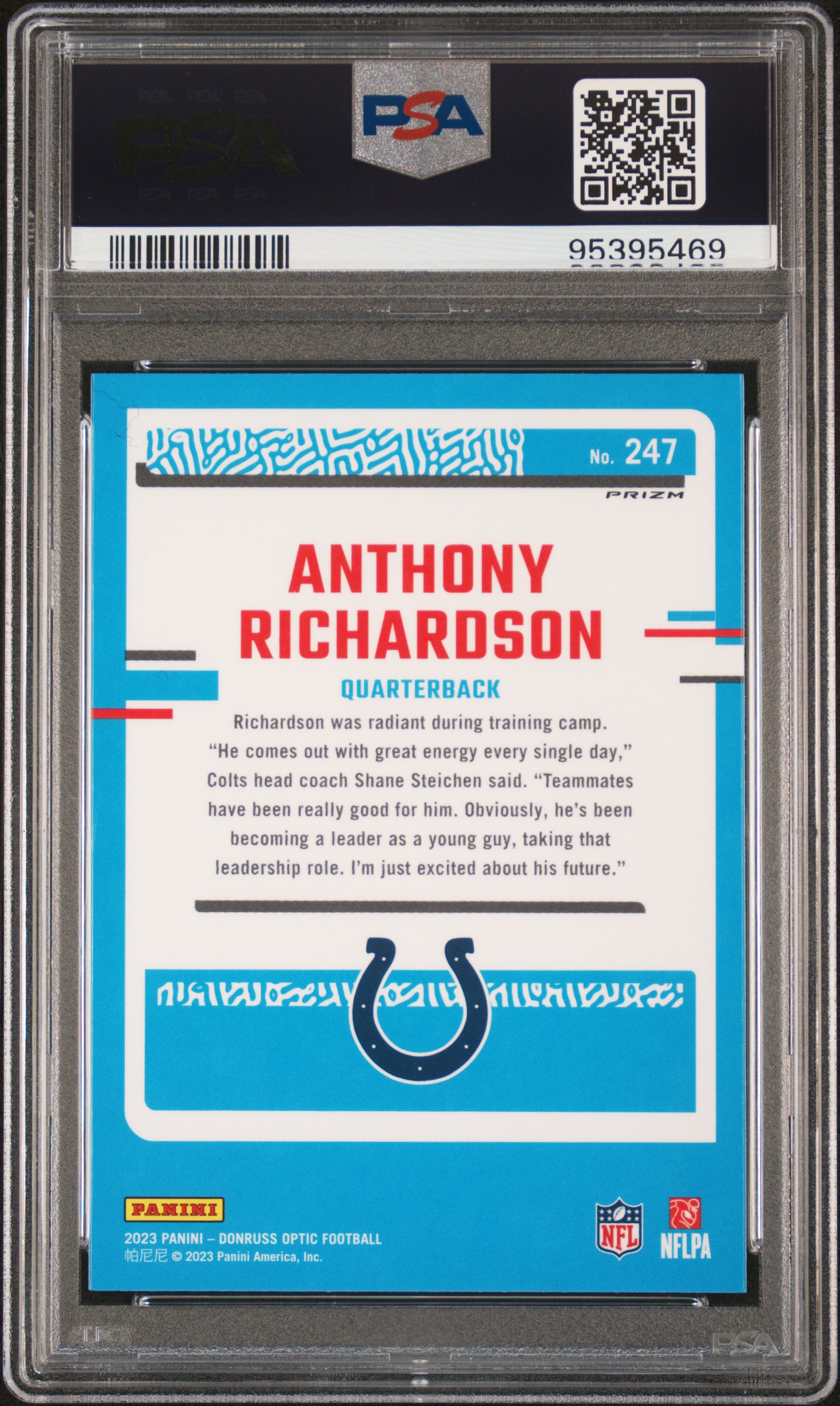 2023 Panini Donruss Optic Anthony Richardson #247 (Green Hyper) Gem Mt 10 back