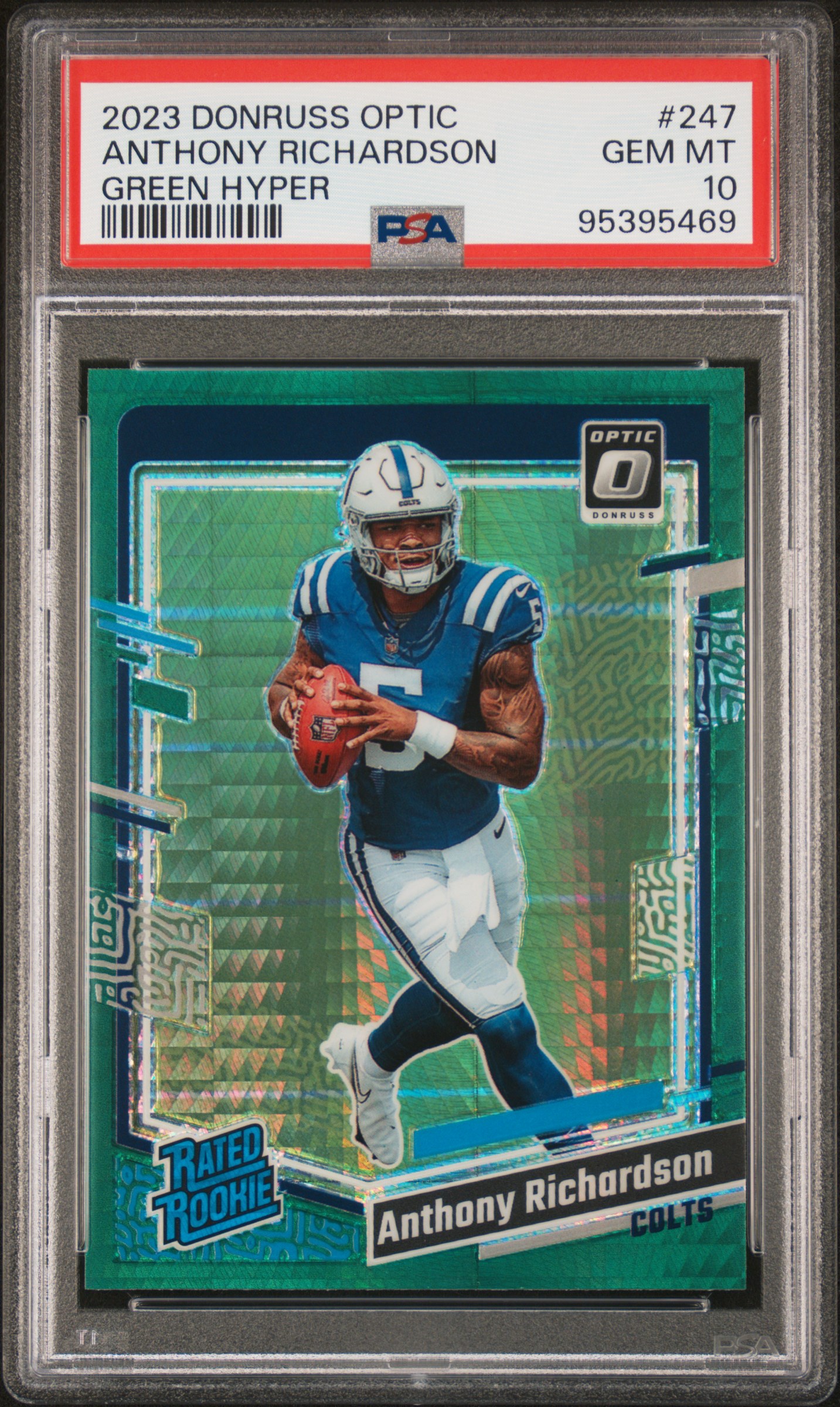 2023 Panini Donruss Optic Anthony Richardson #247 (Green Hyper) Gem Mt 10 front