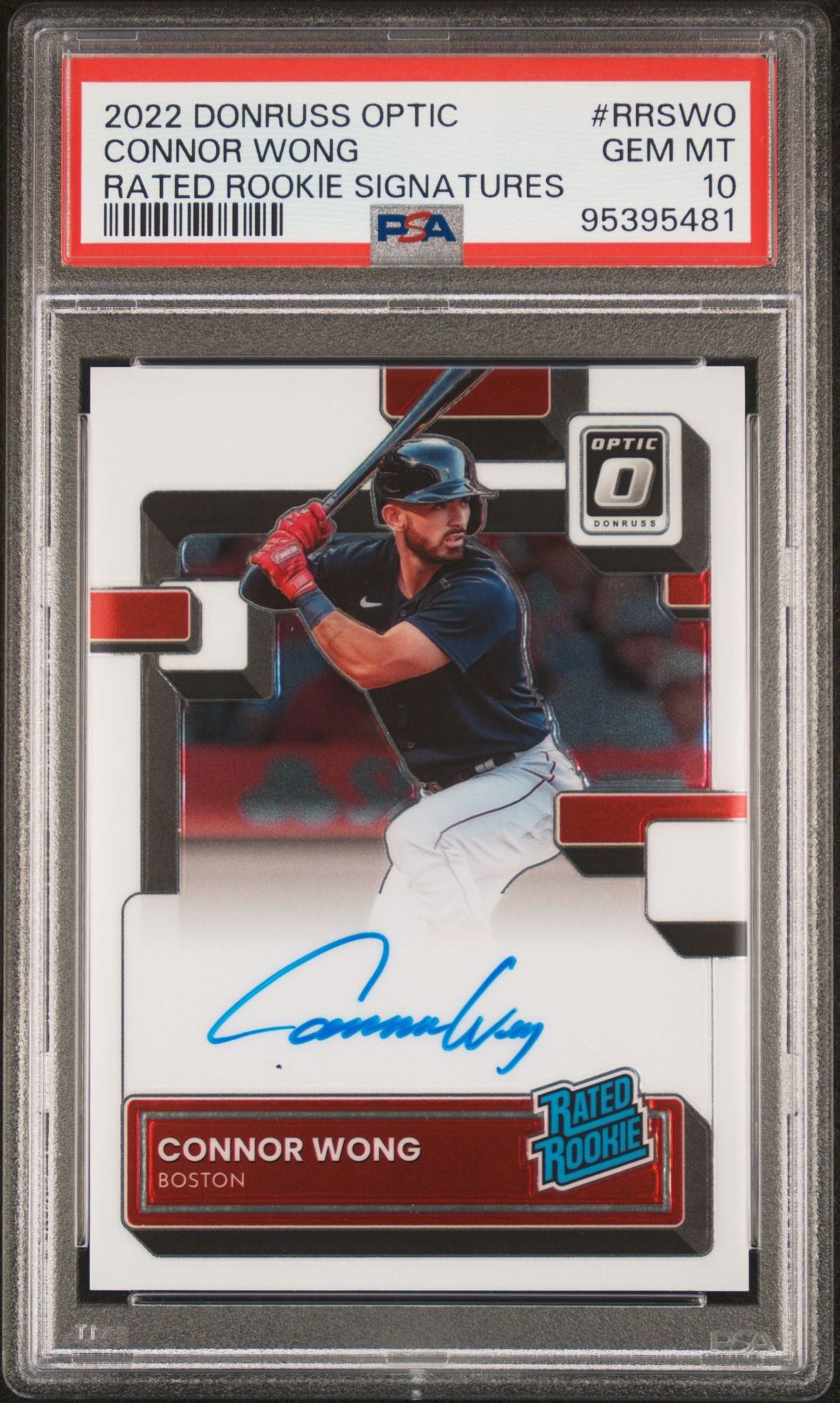 2022 Panini Donruss Optic Rated Rookie Signatures Connor Wong #Rrswo (Rated Rookie Signatures) Gem Mt 10 front