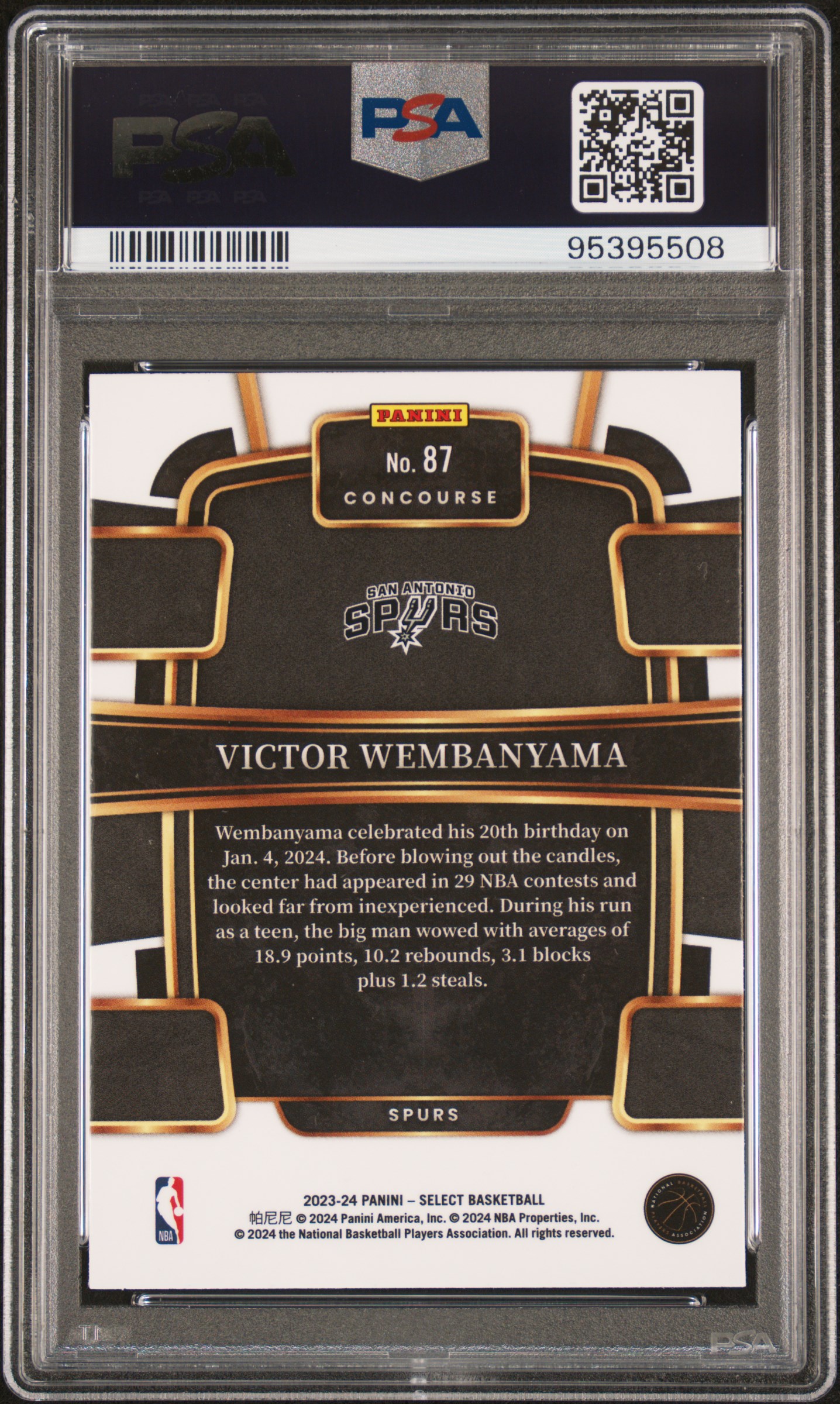 2023 Panini Select Victor Wembanyama #87 (Blue) Nm-Mt 8 back