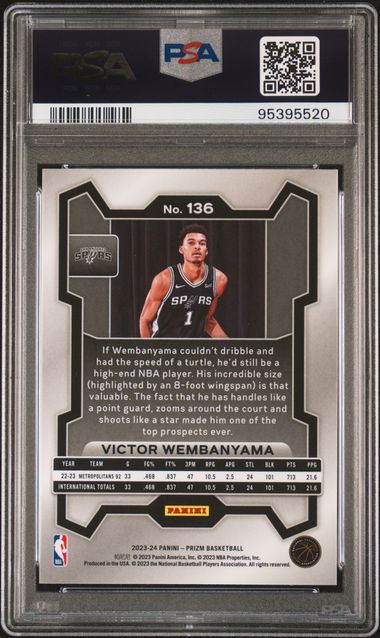 2023 Panini Prizm Victor Wembanyama #136 Gem Mt 10 back
