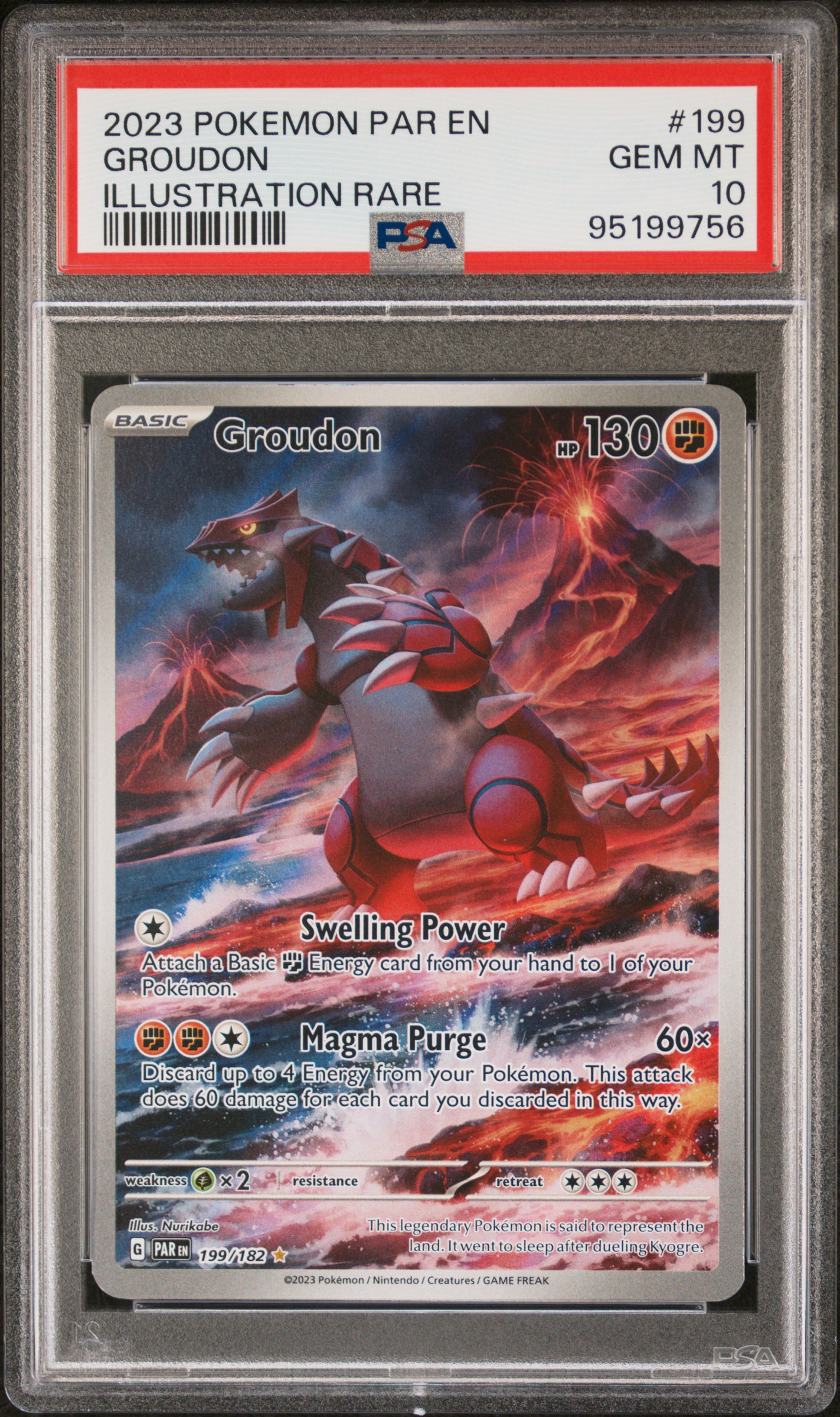 2023 Pokemon Par En-Paradox Rift Groudon #199 (Illustration Rare) Gem Mt 10 front