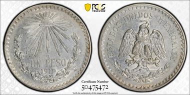 1919-M Peso KM-454  Ag AU53