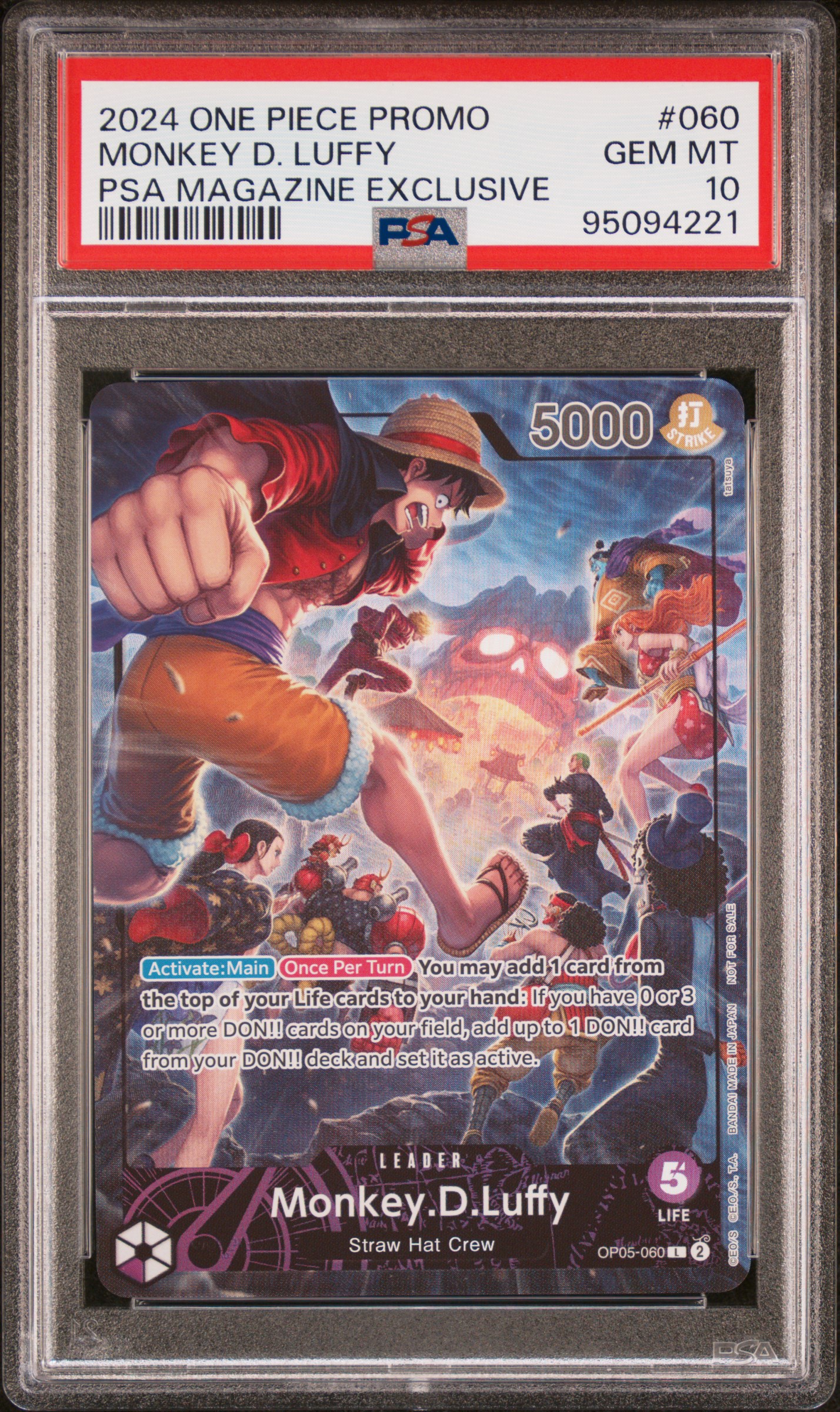 2024 One Piece Promos Monkey D. Luffy #060 (Psa Magazine Exclusive) Gem Mt 10 front