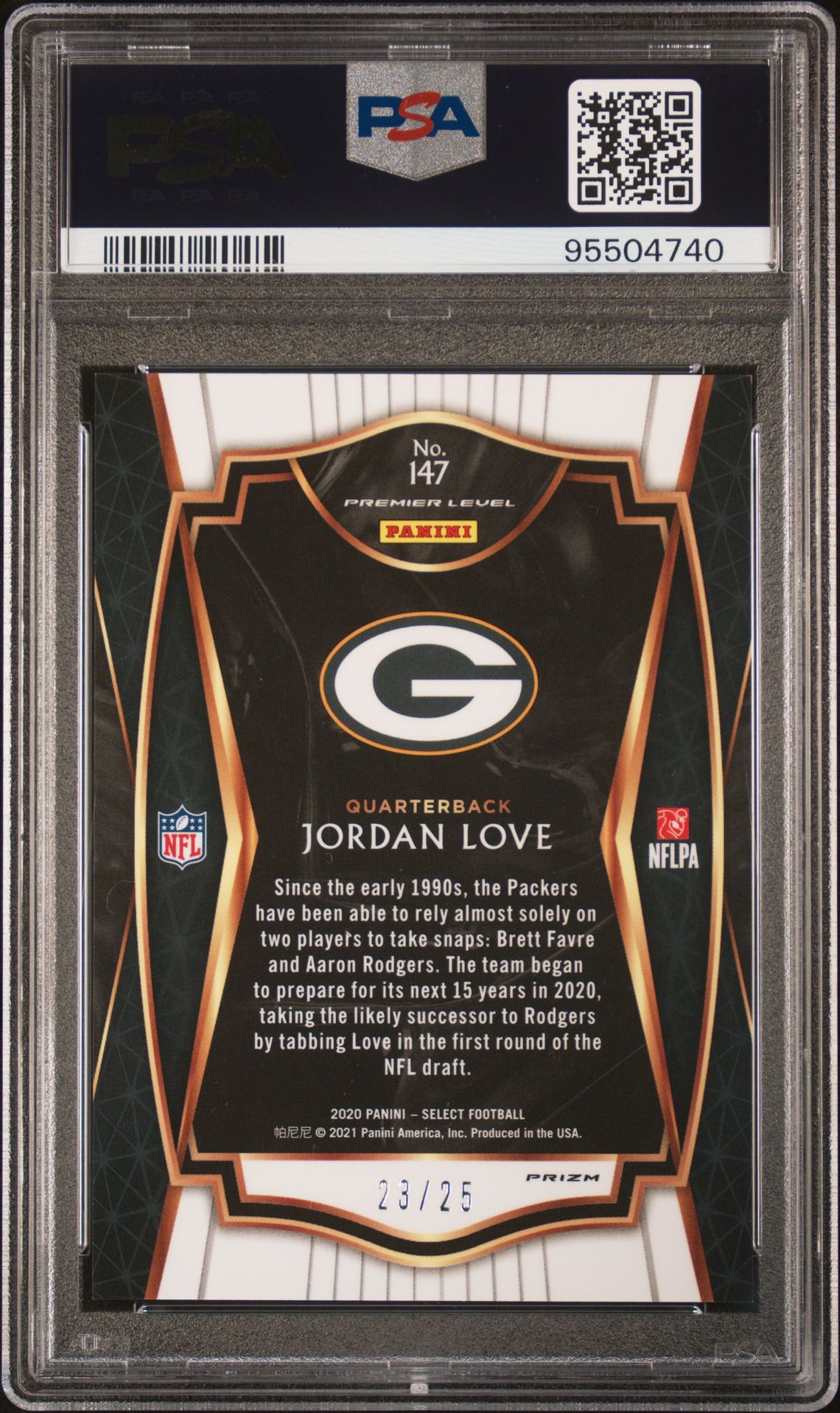 2020 Panini Select Jordan Love #147 (Tie-Dye Prizm) Mint 9 back