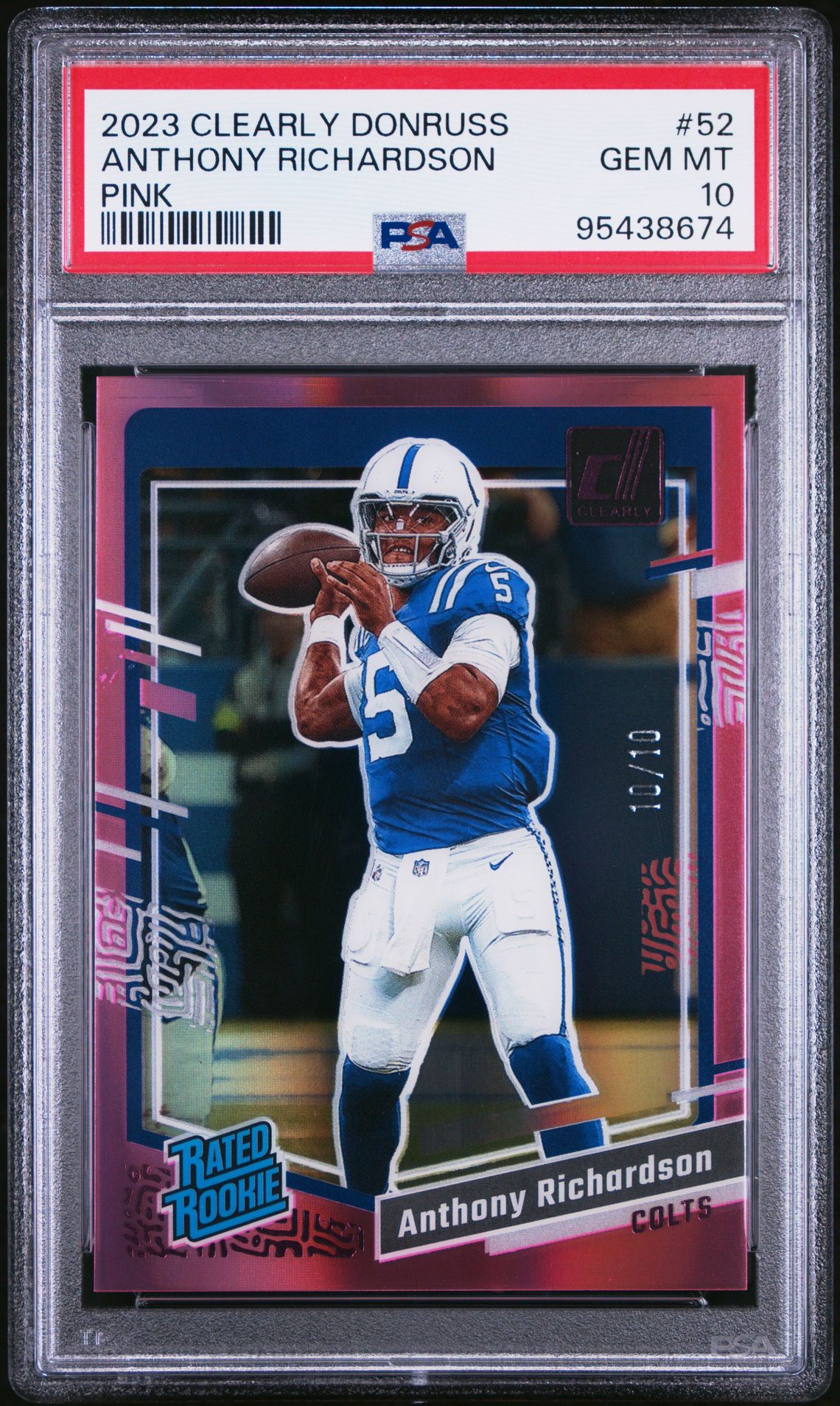 2023 Panini PANINI CLEARLY DONRUSS Pink #52 Anthony Richardson front