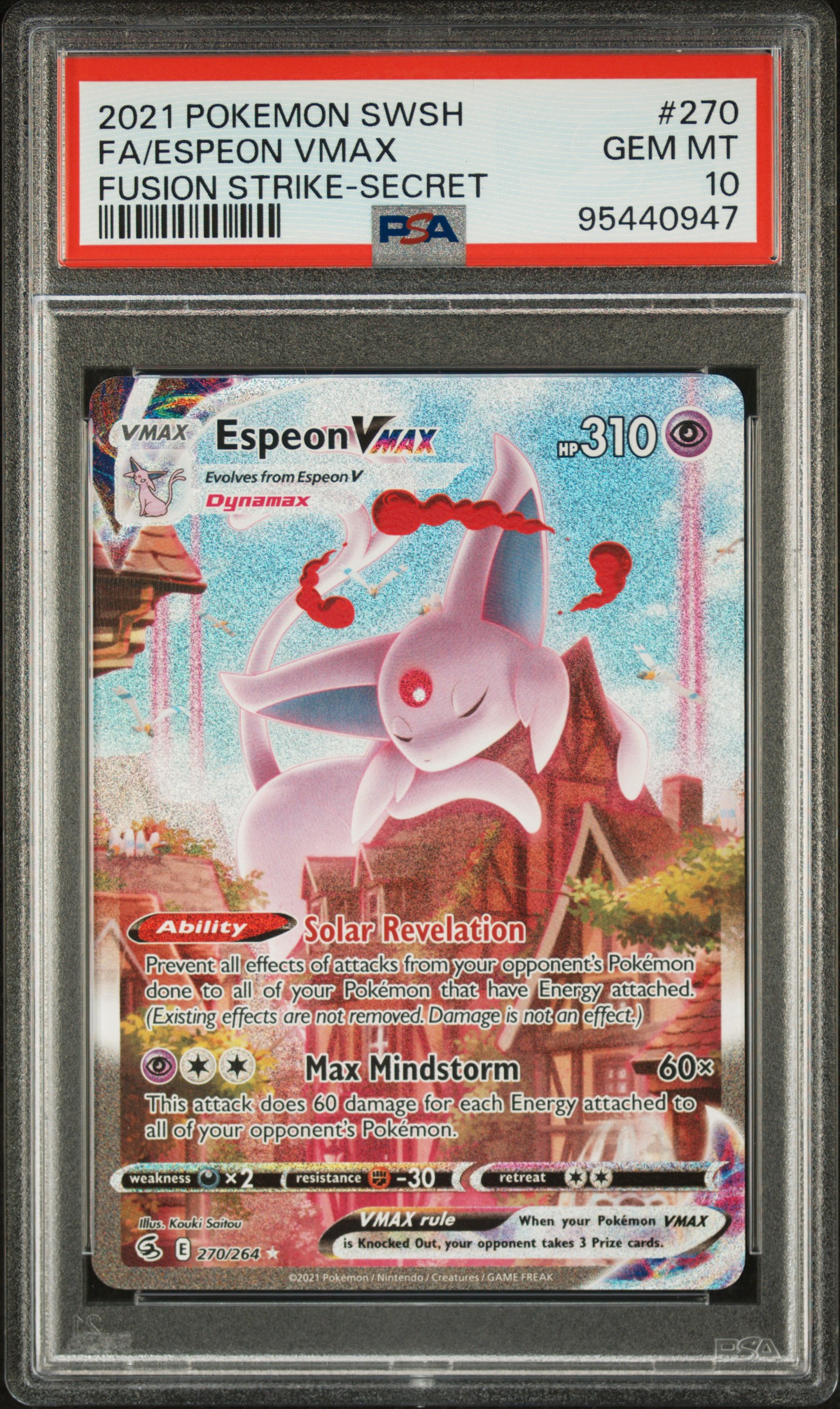 2021 Pokemon Sword & Shield Fusion Strike Fa/Espeon Vmax #270 (Fusion Strike-Secret) Gem Mt 10 front