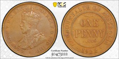 1922 1D English obverse XF45BN