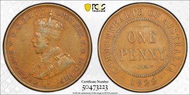 1922 1D English obverse VF30BN