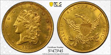 1836 $5 MS62