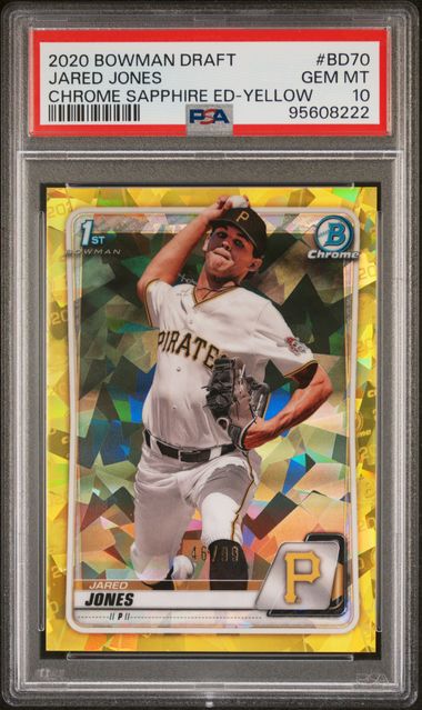 2020 Topps BOWMAN DRAFT CHROME SAPPHIRE EDITION YELLOW #BD70 Jared Jones front