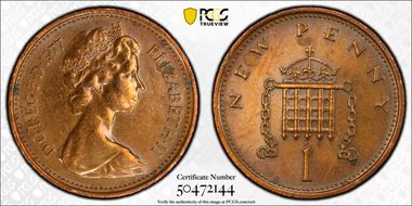 1977 1p S-B1 New Penny N1BN