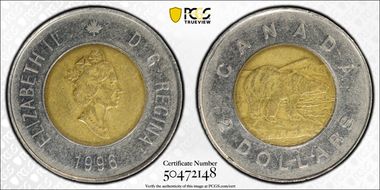 1996 $2 Canadian Planchet AU55
