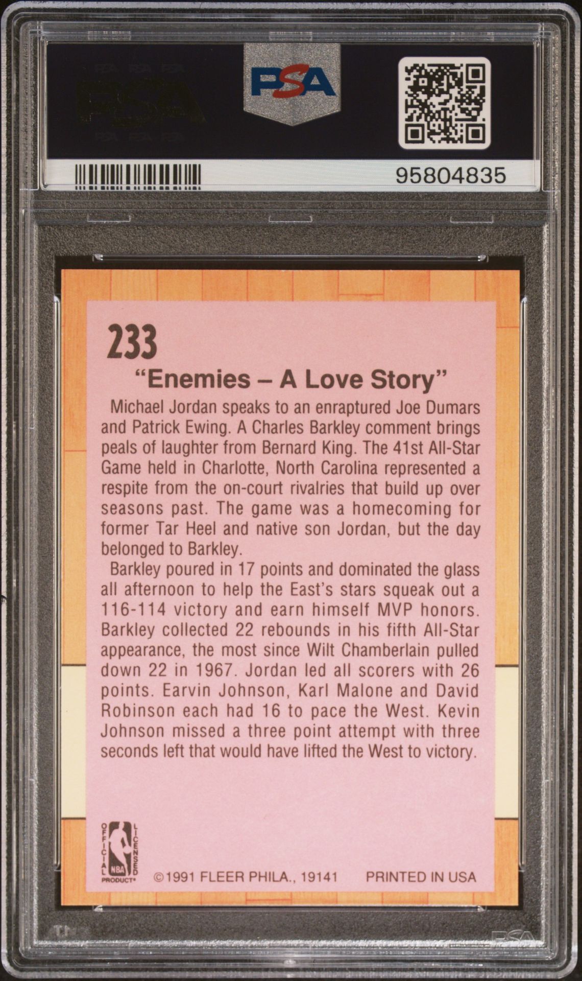1991 Fleer 1991 All-Star Game #233 (Enemies-A Love Story) Mint 9 back