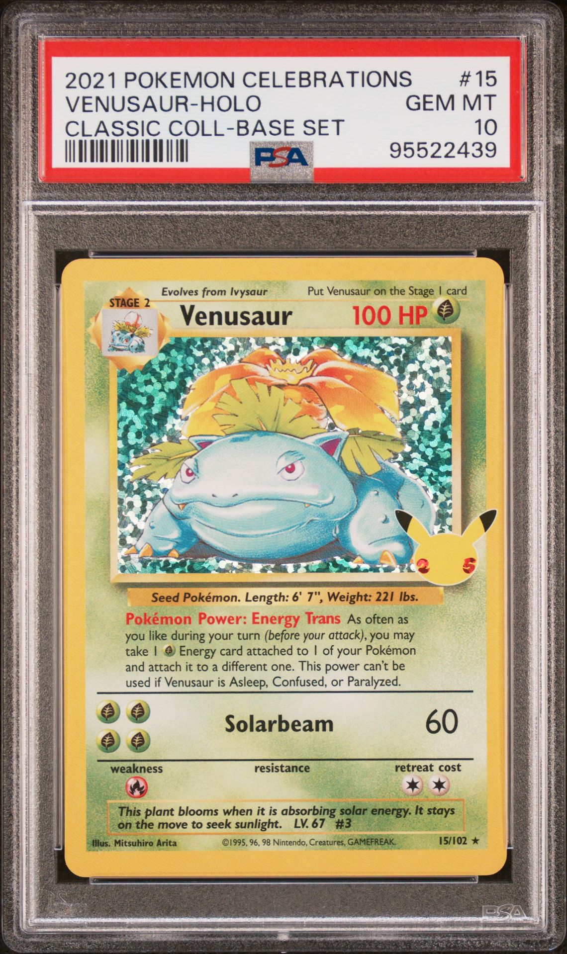 2021 Pokemon POKEMON CELEBRATIONS CLASSIC COLLECTION CLASSIC COLL-BASE SET #15 Venusaur-Holo front