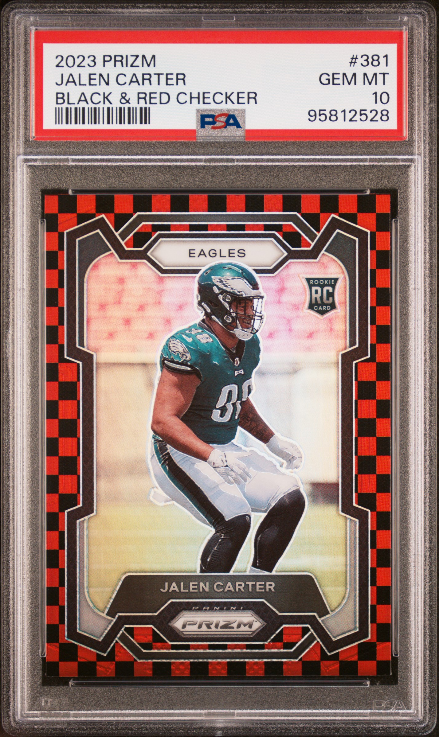 2023 Panini Prizm Jalen Carter #381 (Black & Red Checker) Gem Mt 10 front