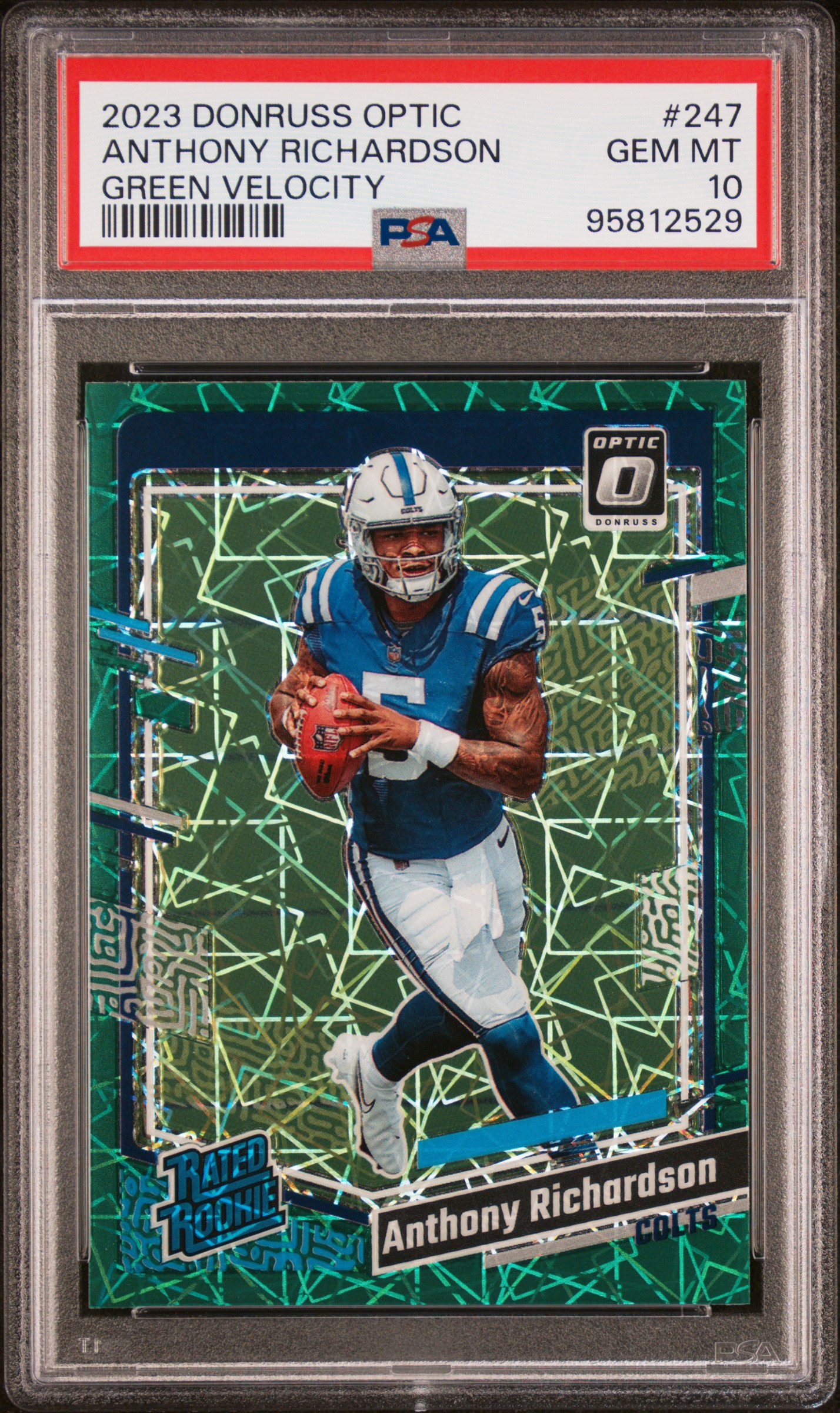 2023 Panini Donruss Optic Anthony Richardson #247 (Green Velocity) Gem Mt 10 front