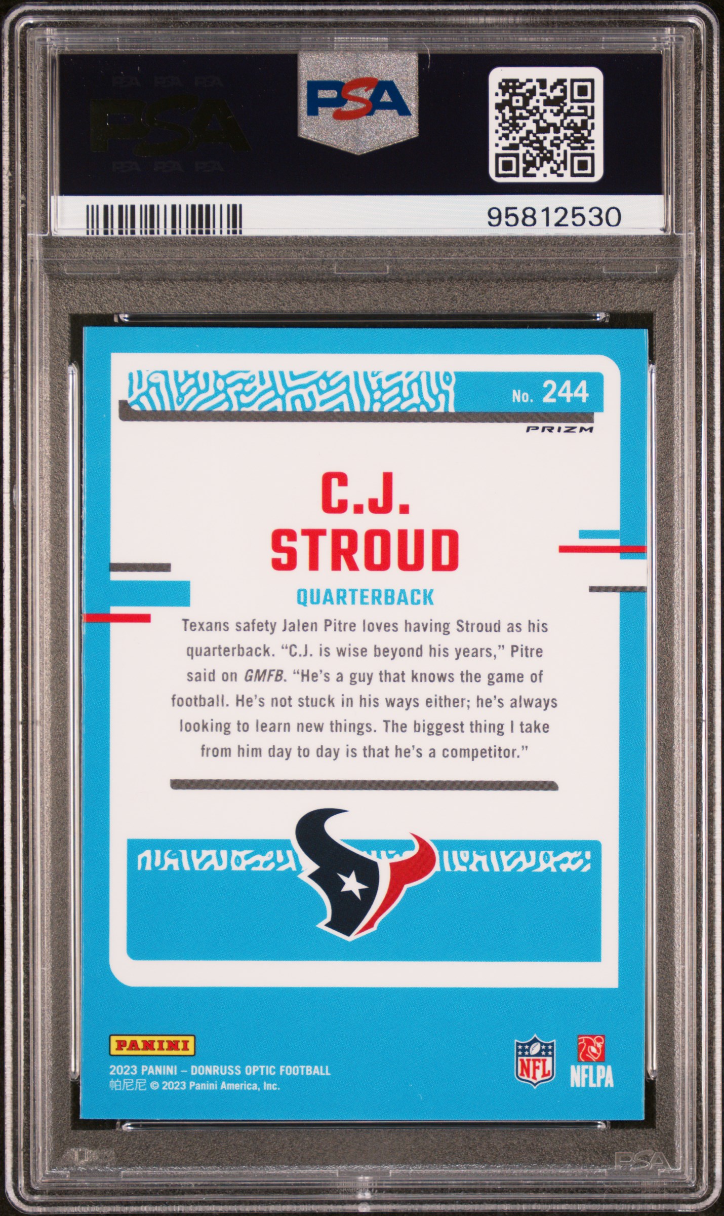 2023 Panini Donruss Optic Cj Stroud #244 (Stars) Mint 9 back