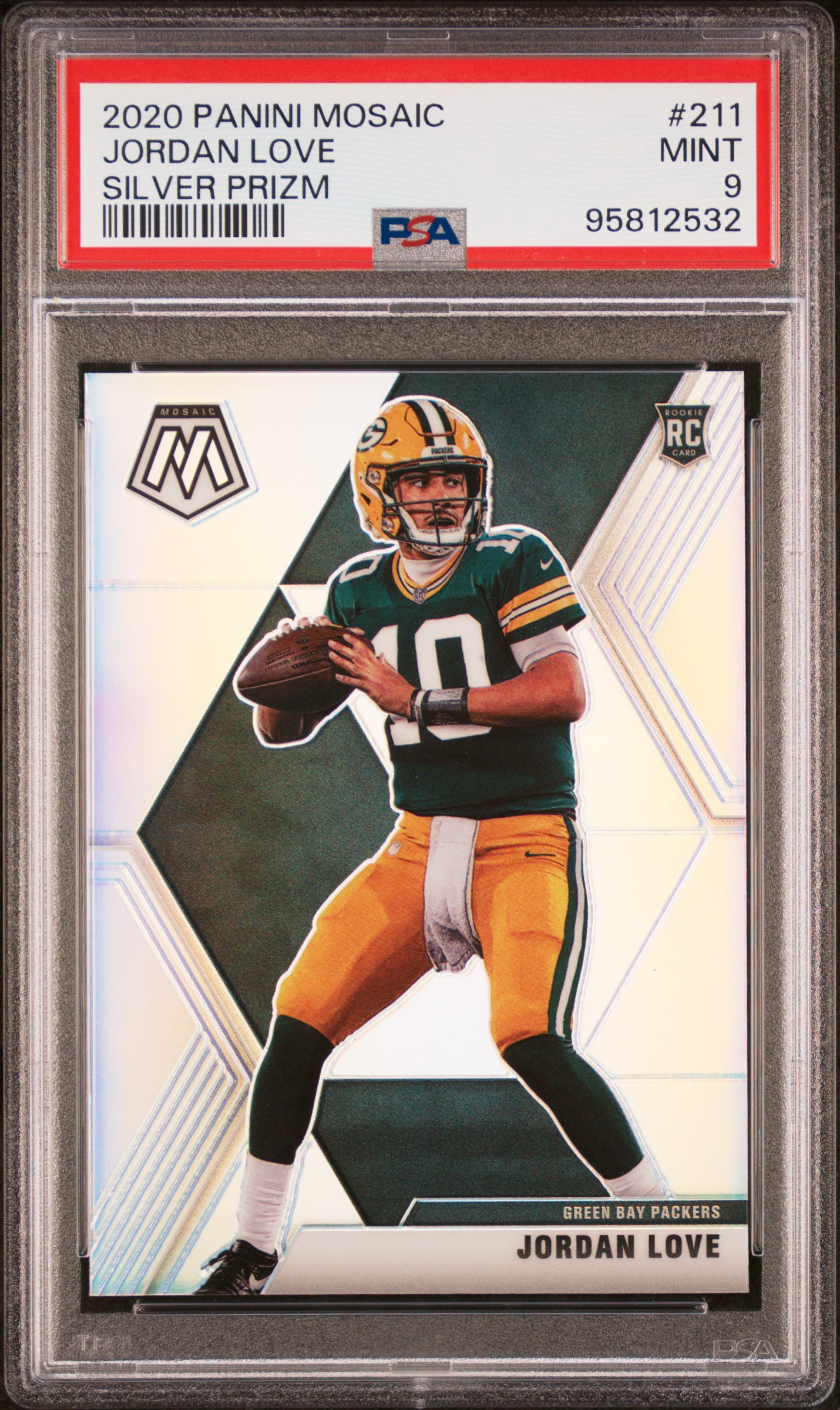 2020 Panini Mosaic Jordan Love #211 (Silver Prizm) Mint 9 front