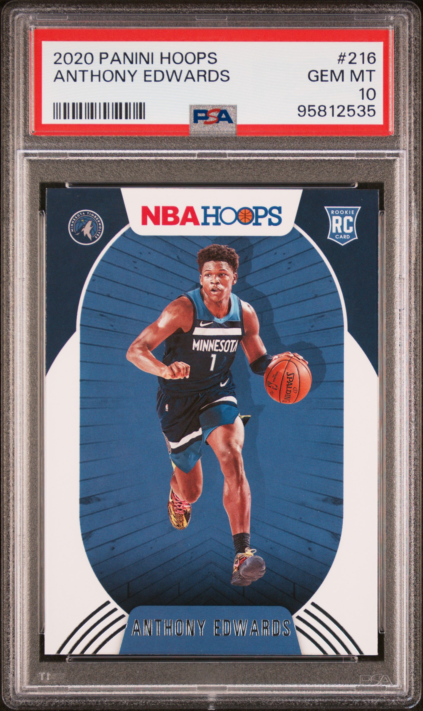 2020 Panini Hoops Anthony Edwards #216 Gem Mt 10 front