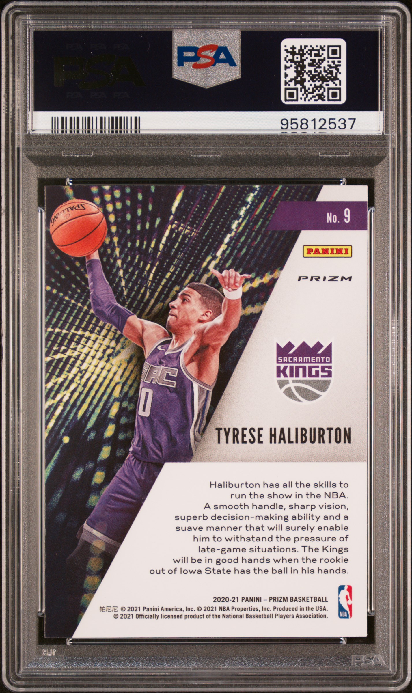 2020 Panini Prizm Instant Impact Tyrese Haliburton #9 (Instnt.impact-Silver Prizm) Gem Mt 10 back