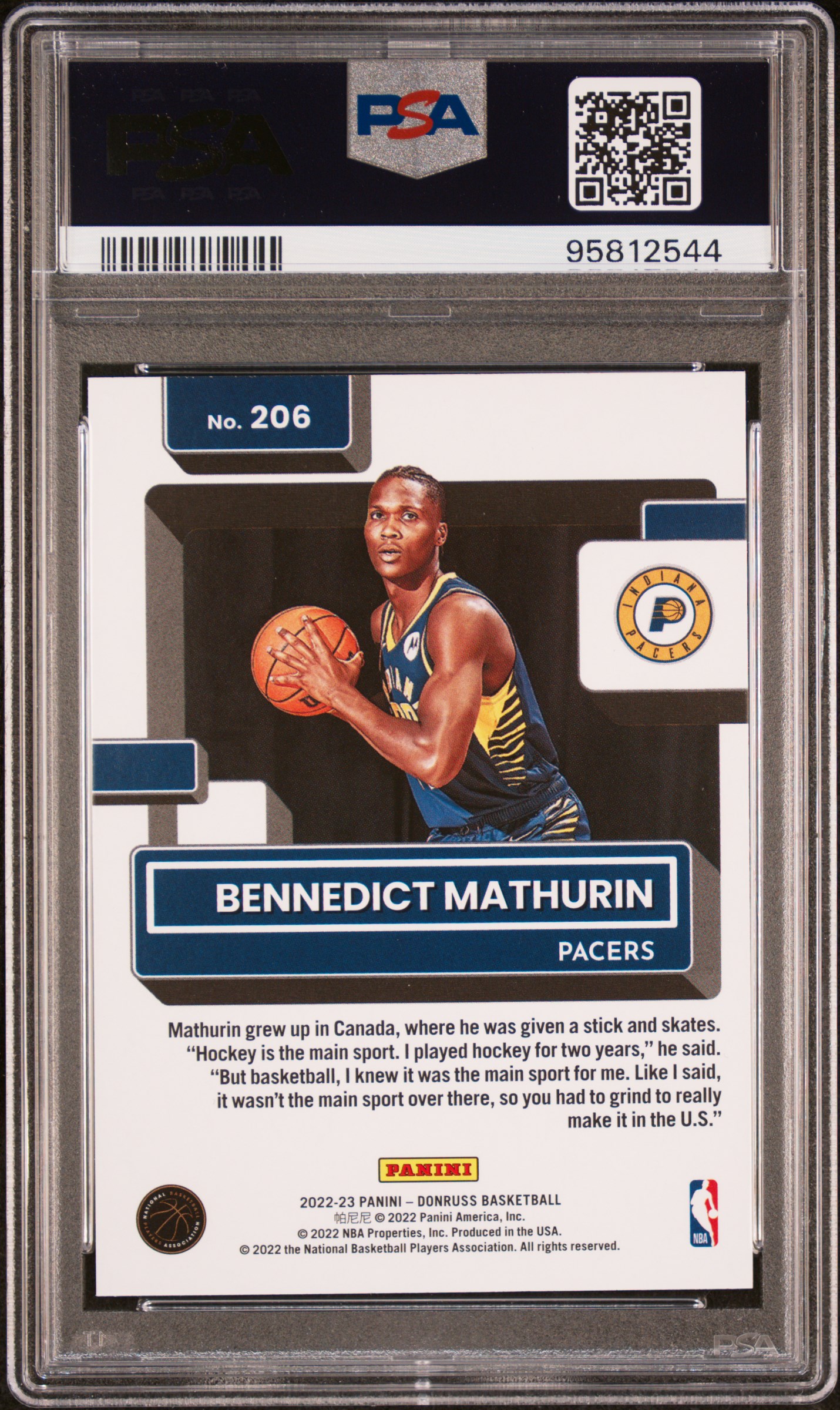 2022 Panini Donruss Bennedict Mathurin #206 (Choice) Gem Mt 10 back