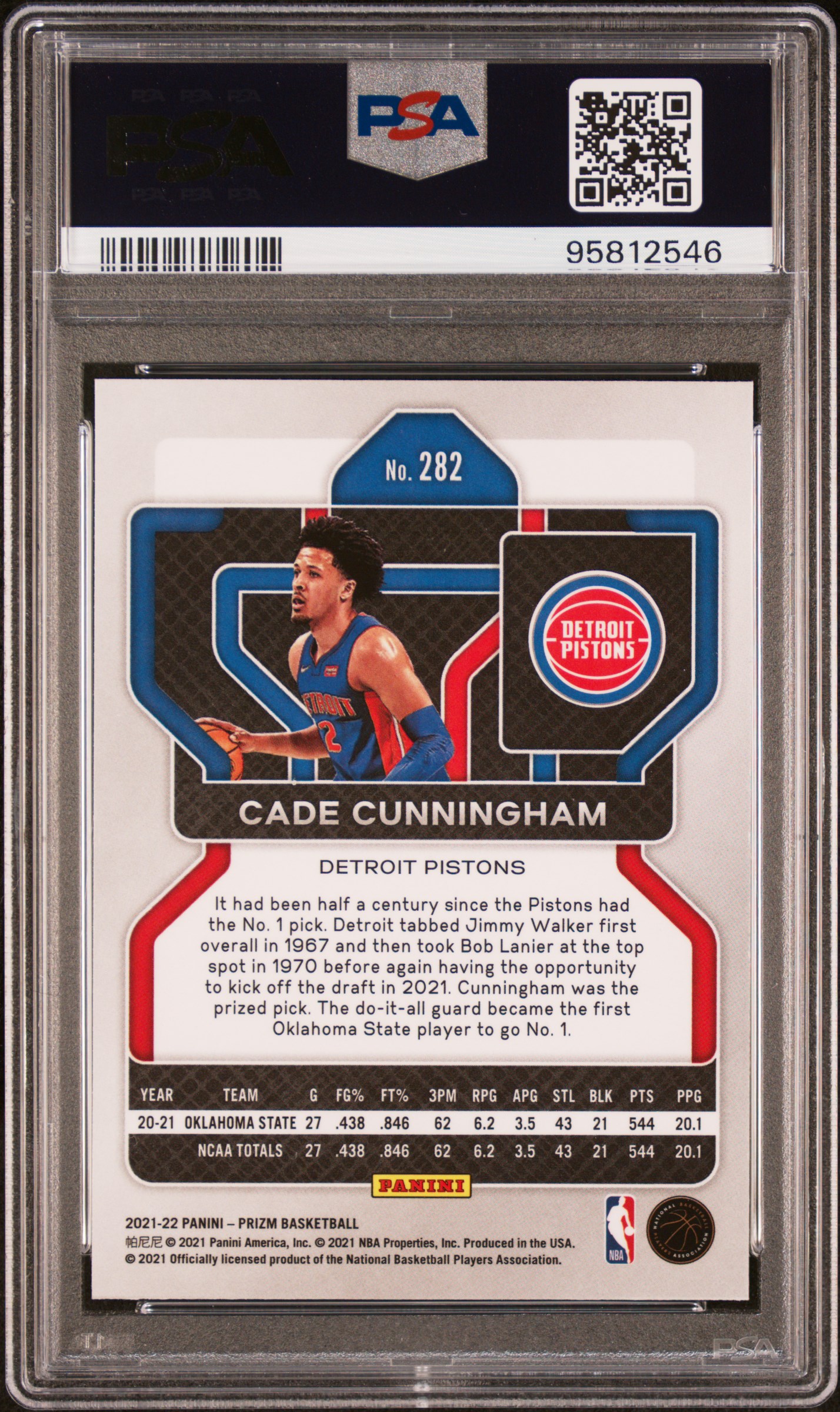 2021 Panini Prizm Cade Cunningham #282 Mint 9 back
