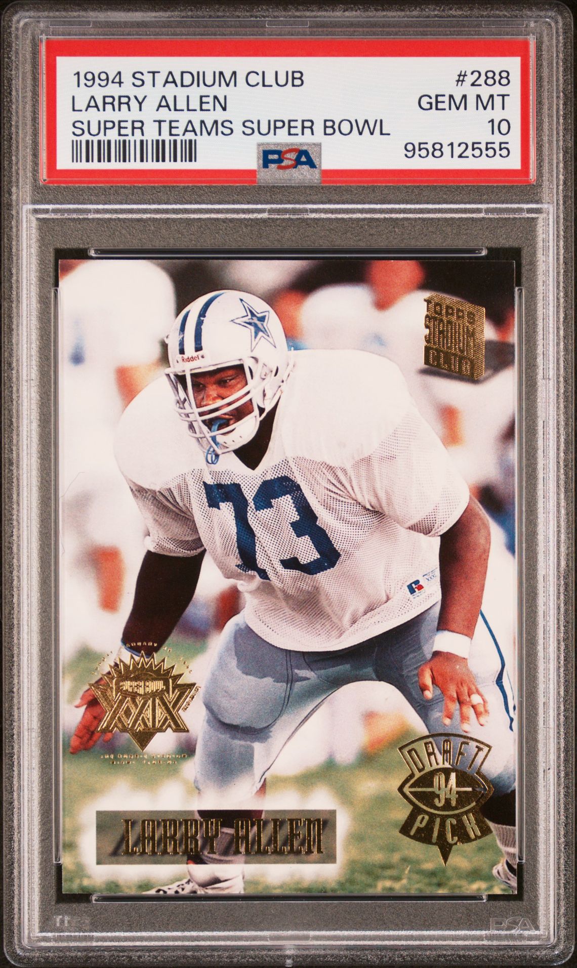 1994 Stadium Club Super Teams Super Bowl Larry Allen #288 (Super Teams Super Bowl) Gem Mt 10 front view - PSA graded GEM MT 10