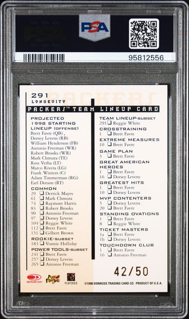 1998 Leaf R & S Reggie White #291 (Longevity) Mint 9 back