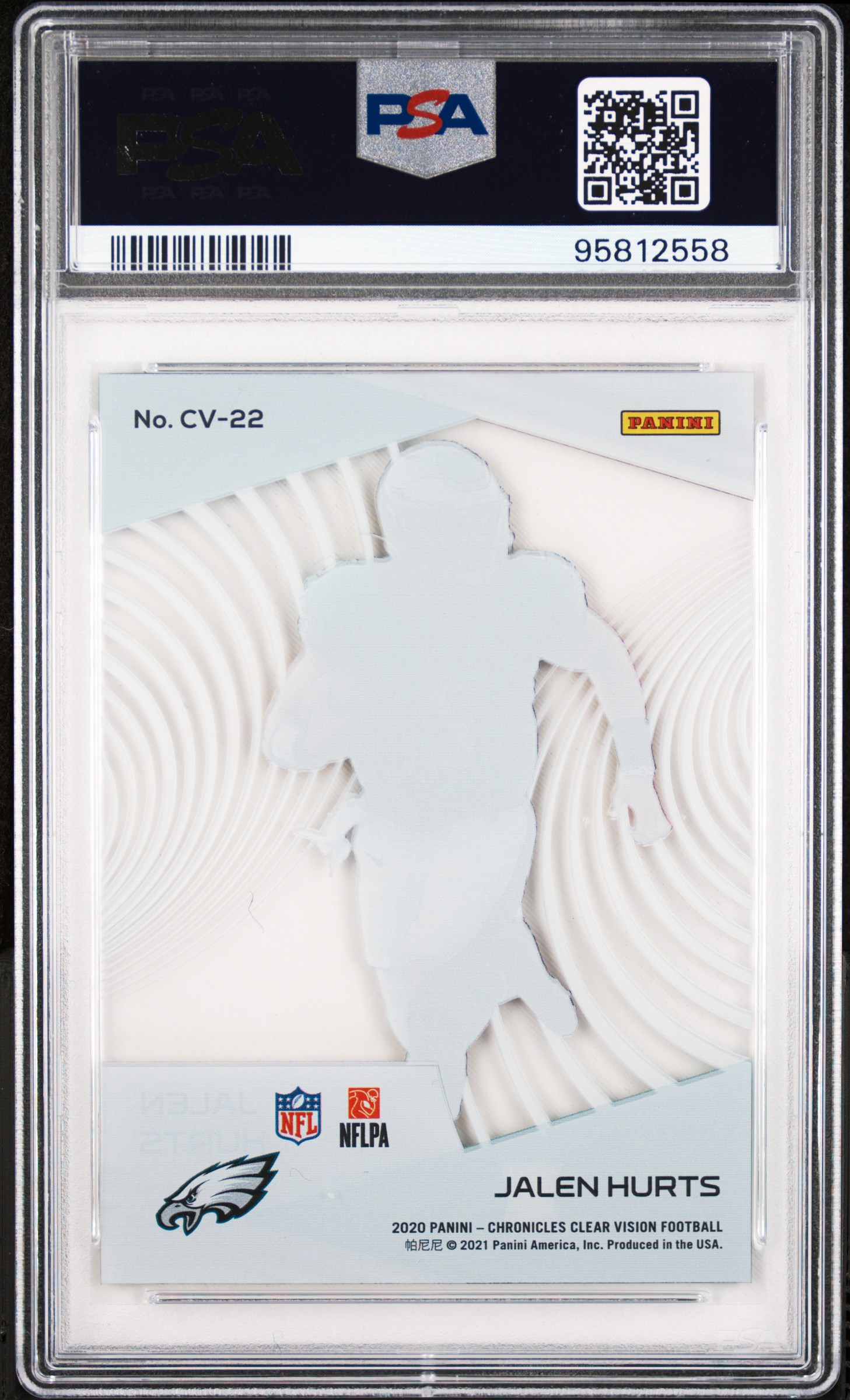 2020 Panini Chronicles Clear Vision Rookies Jalen Hurts #Cv22 (Clear Vision Rookies) Mint 9 back