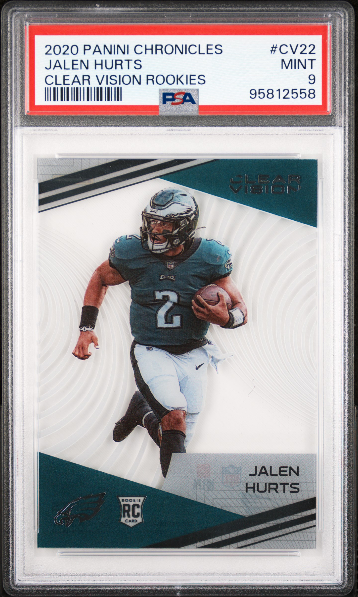 2020 Panini Chronicles Clear Vision Rookies Jalen Hurts #Cv22 (Clear Vision Rookies) Mint 9 front
