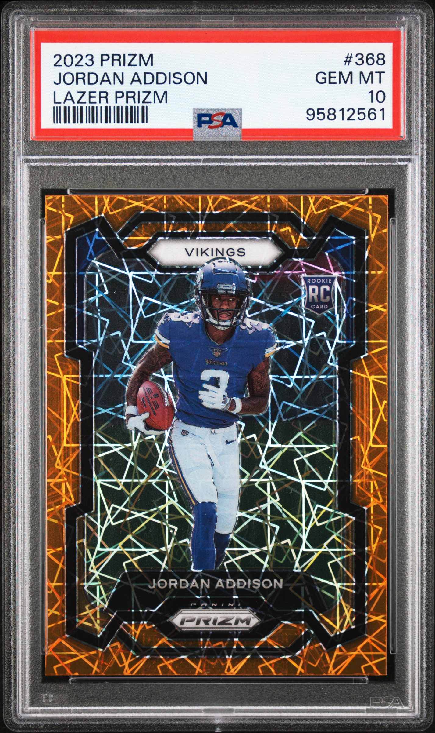 2023 Panini Prizm Jordan Addison #368 (Lazer Prizm) Gem Mt 10 front