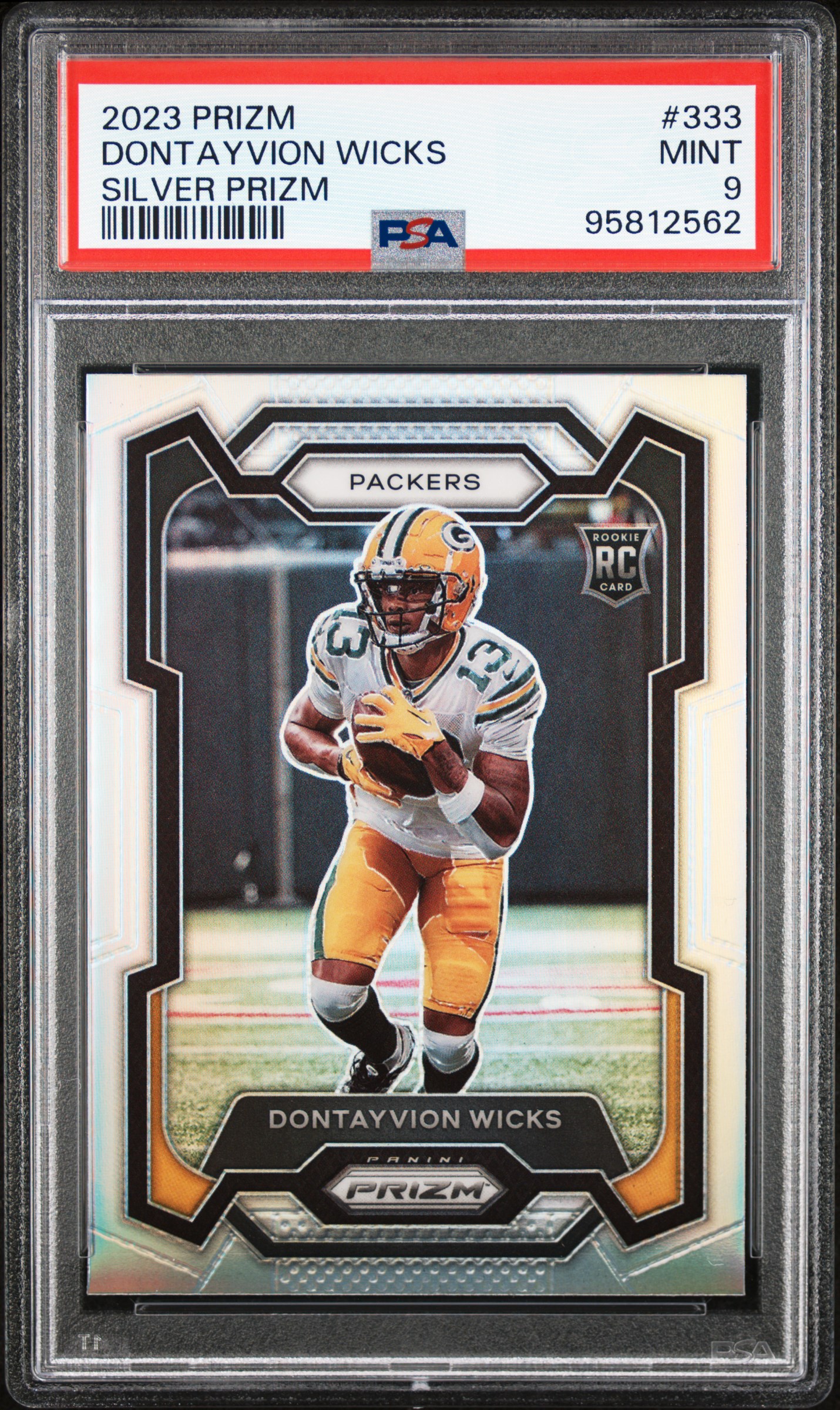 2023 Panini Prizm Dontayvion Wicks #333 (Silver Prizm) Mint 9 front