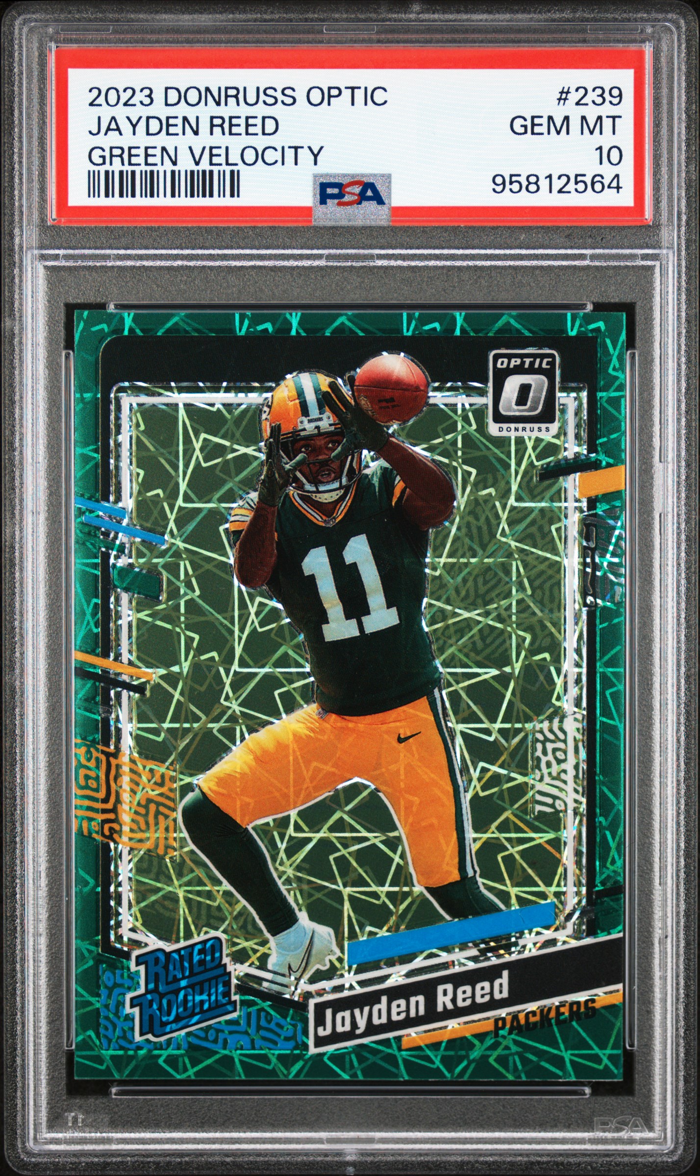2023 Panini Donruss Optic Jayden Reed #239 (Green Velocity) Gem Mt 10 front