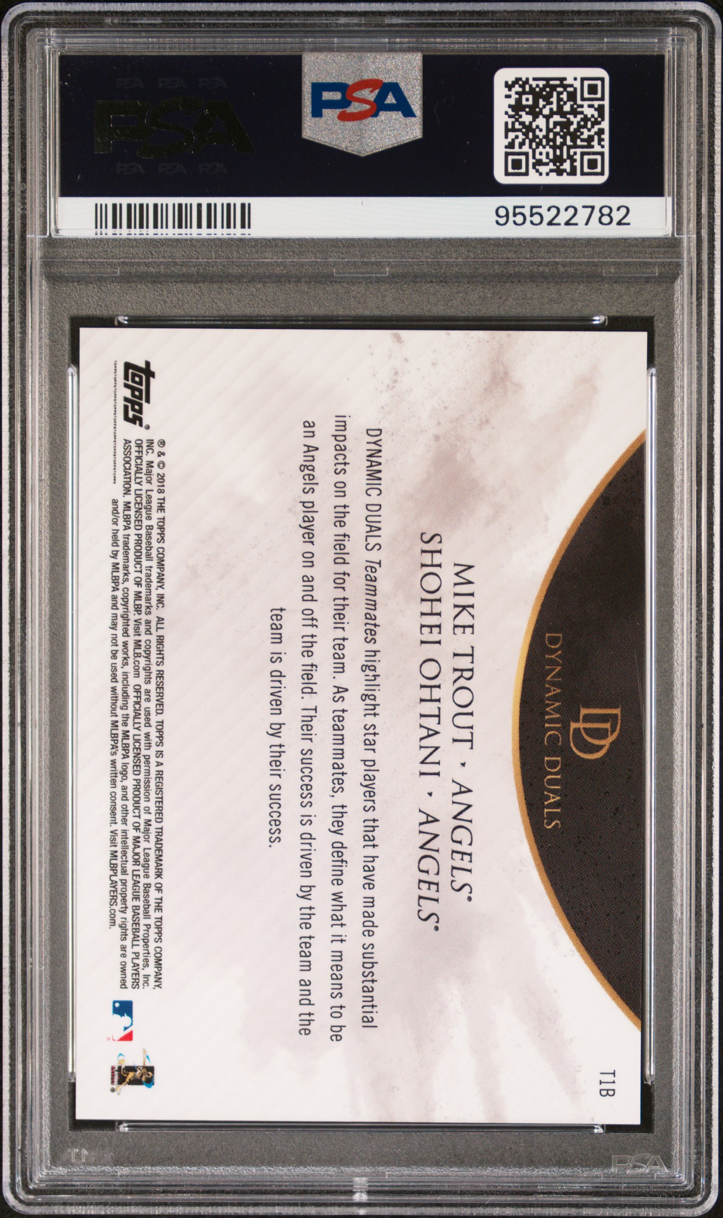 2018 Topps On Demand Dynamic Duals Teammates M.trout/S.ohtani #T1B (Dnmc.dls.teammates-Red) Gem Mt 10 back