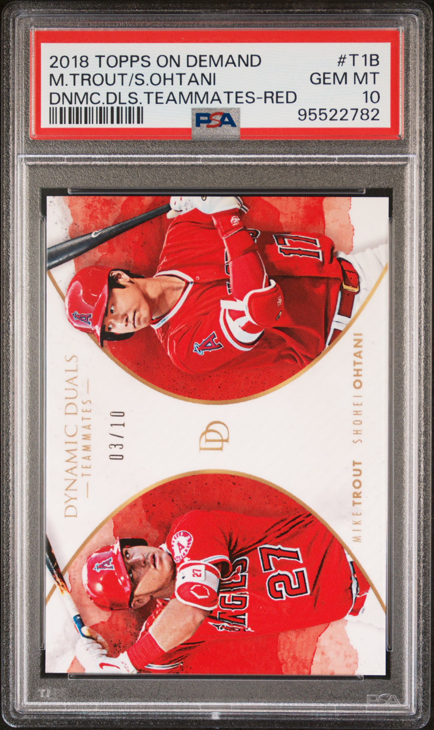 2018 Topps On Demand Dynamic Duals Teammates M.trout/S.ohtani #T1B (Dnmc.dls.teammates-Red) Gem Mt 10 front