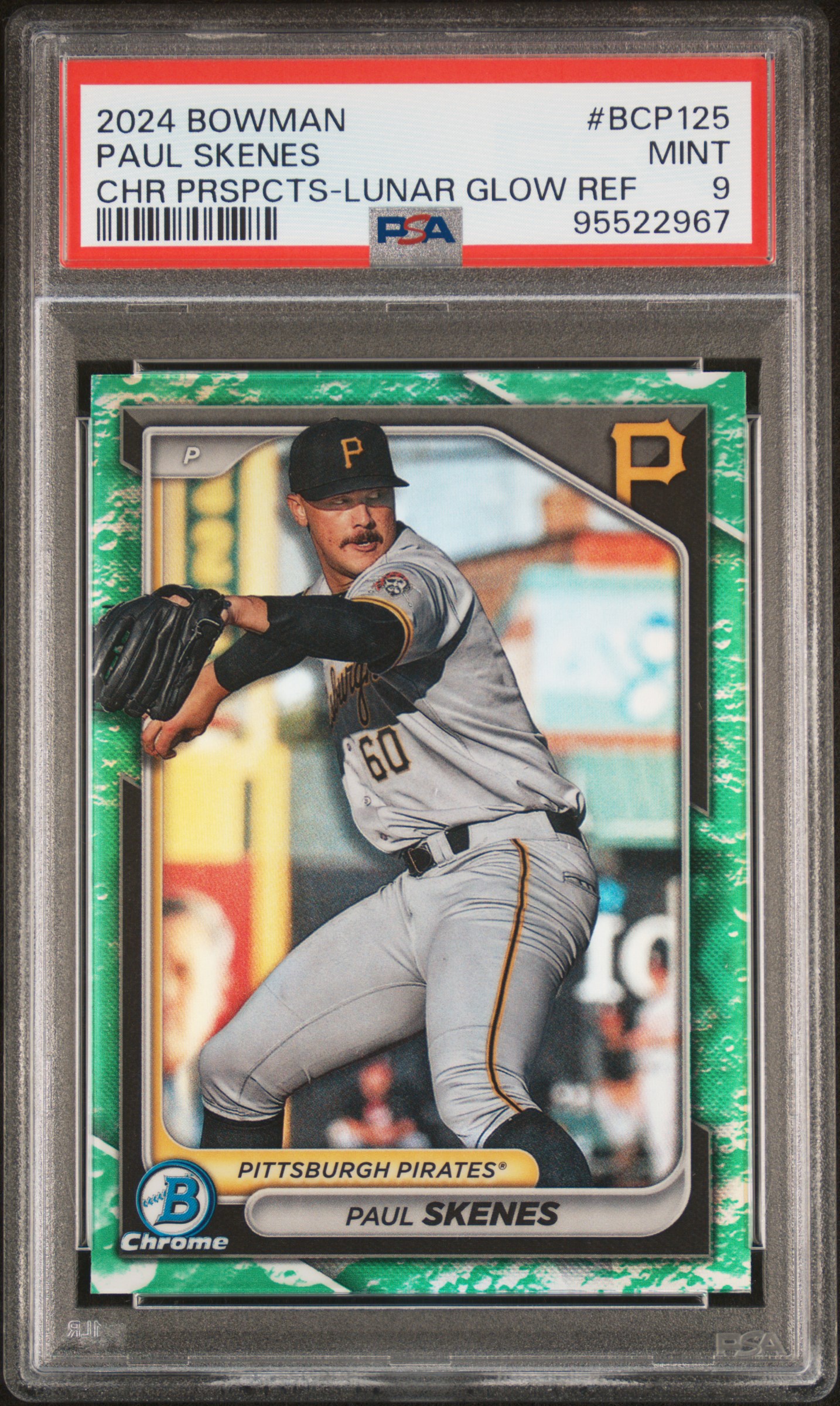 2024 Bowman Chrome Prospects Paul Skenes #Bcp125 (Chr Prspcts-Lunar Glow Ref) Mint 9 front