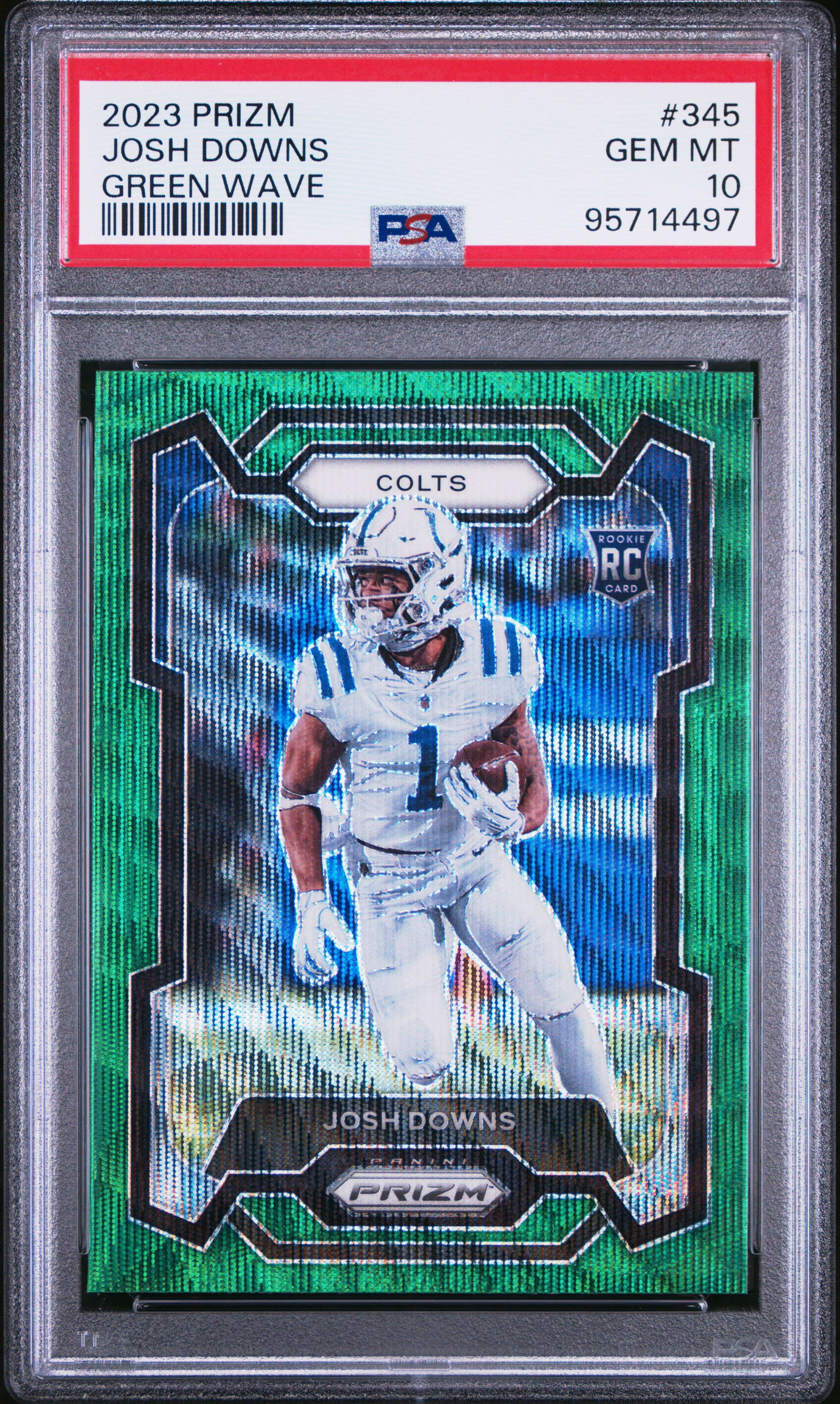 2023 Panini Prizm Josh Downs #345 (Green Wave) Gem Mt 10 front