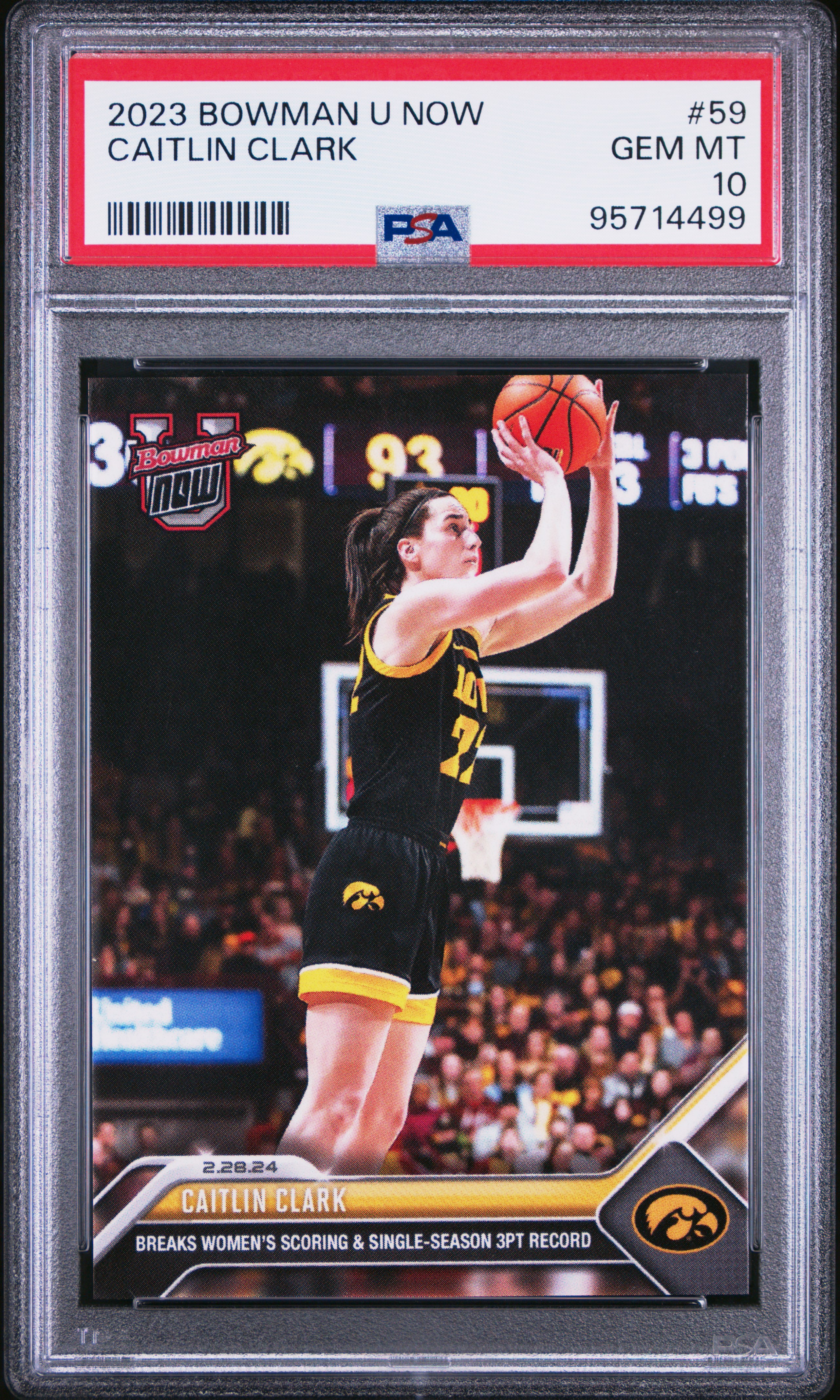 2023 Bowman U Now Caitlin Clark #59 Gem Mt 10 front